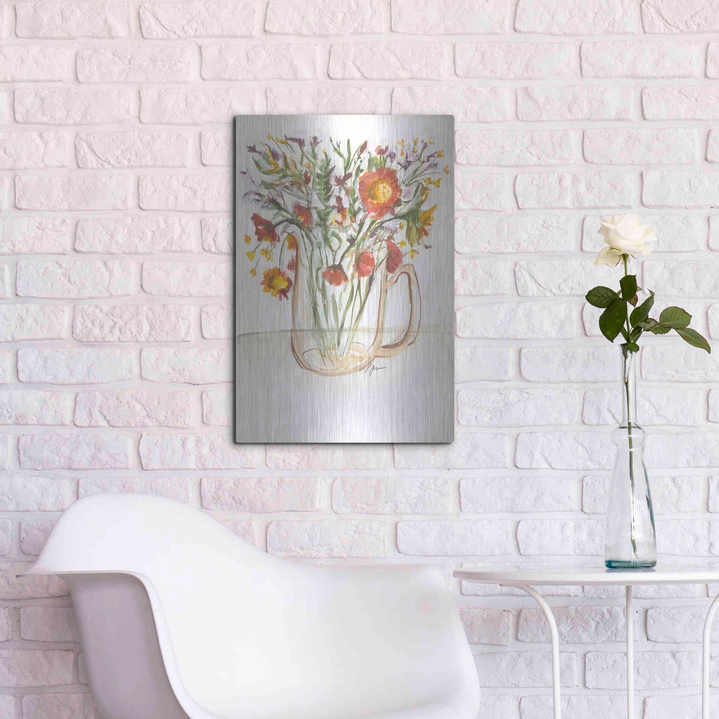 Luxe Metal Art 'Buttermilk Farm Florals' by Jessica Mingo, Metal Wall Art,16x24