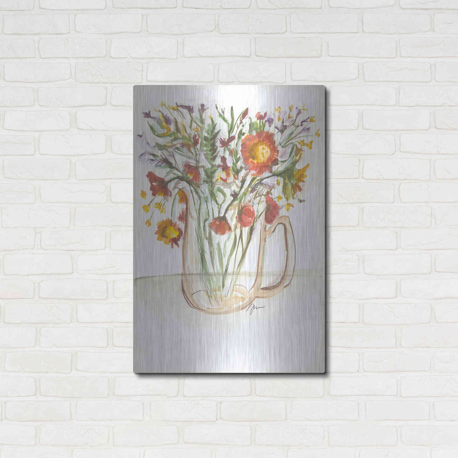 Luxe Metal Art 'Buttermilk Farm Florals' by Jessica Mingo, Metal Wall Art,24x36