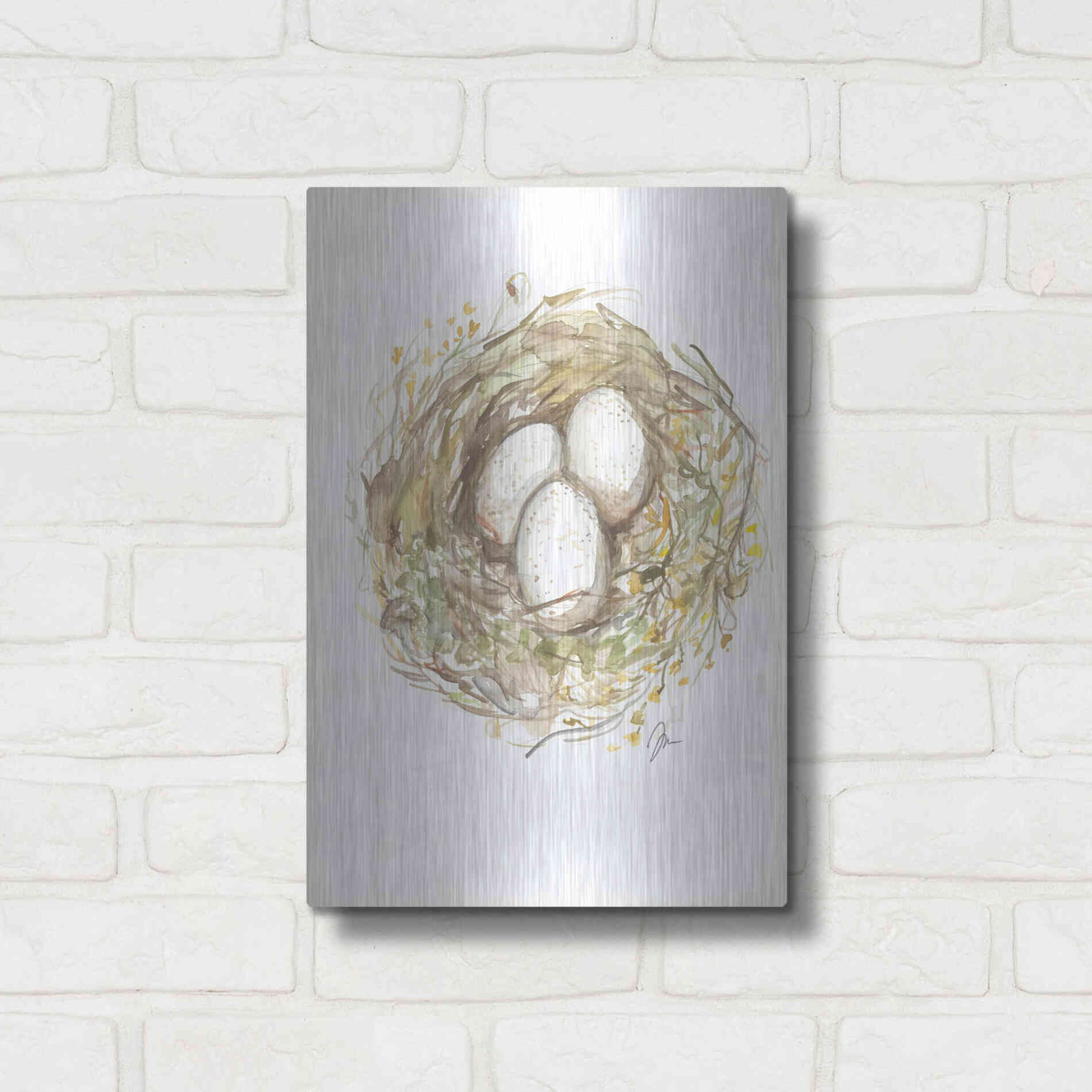 Luxe Metal Art 'Nest of Love' by Jessica Mingo, Metal Wall Art,12x16