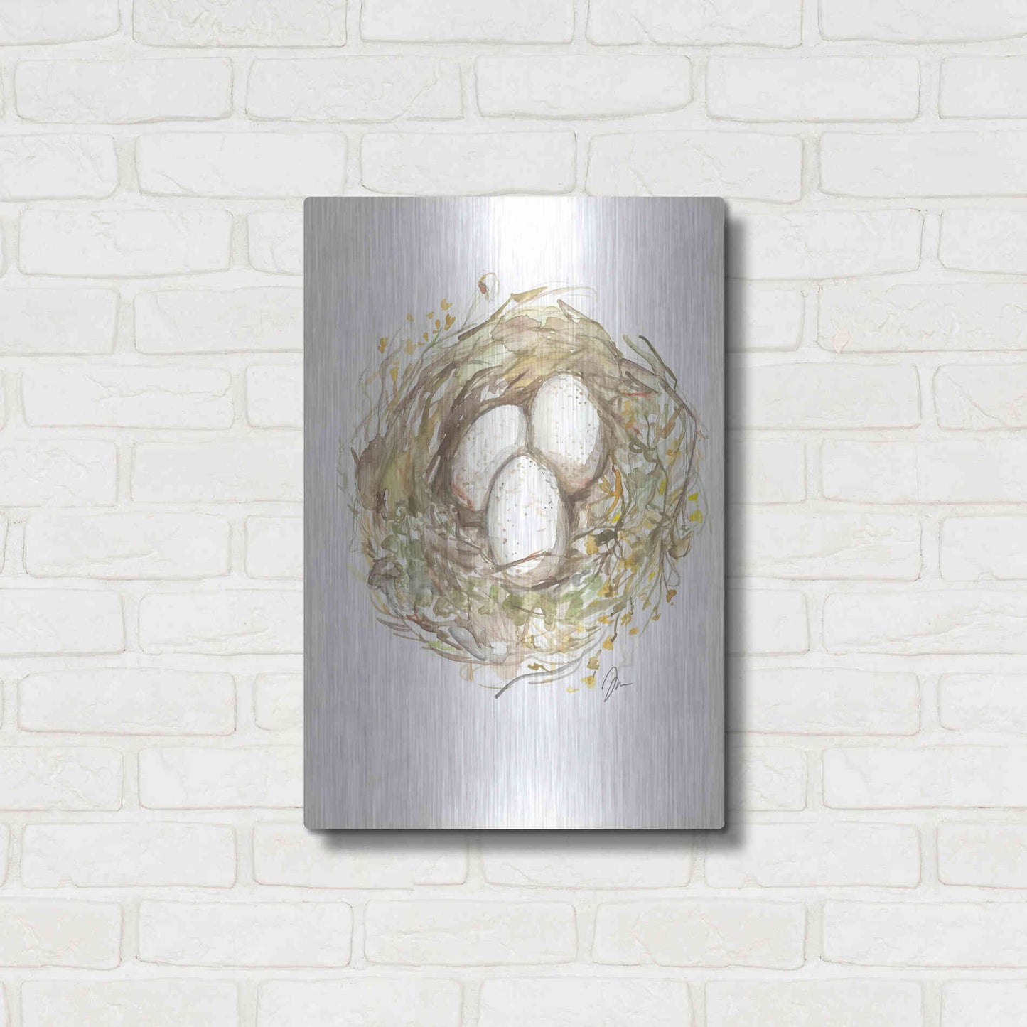 Luxe Metal Art 'Nest of Love' by Jessica Mingo, Metal Wall Art,16x24