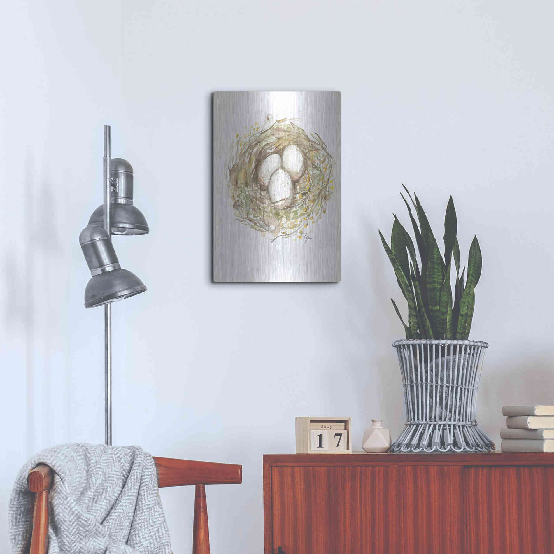 Luxe Metal Art 'Nest of Love' by Jessica Mingo, Metal Wall Art,16x24