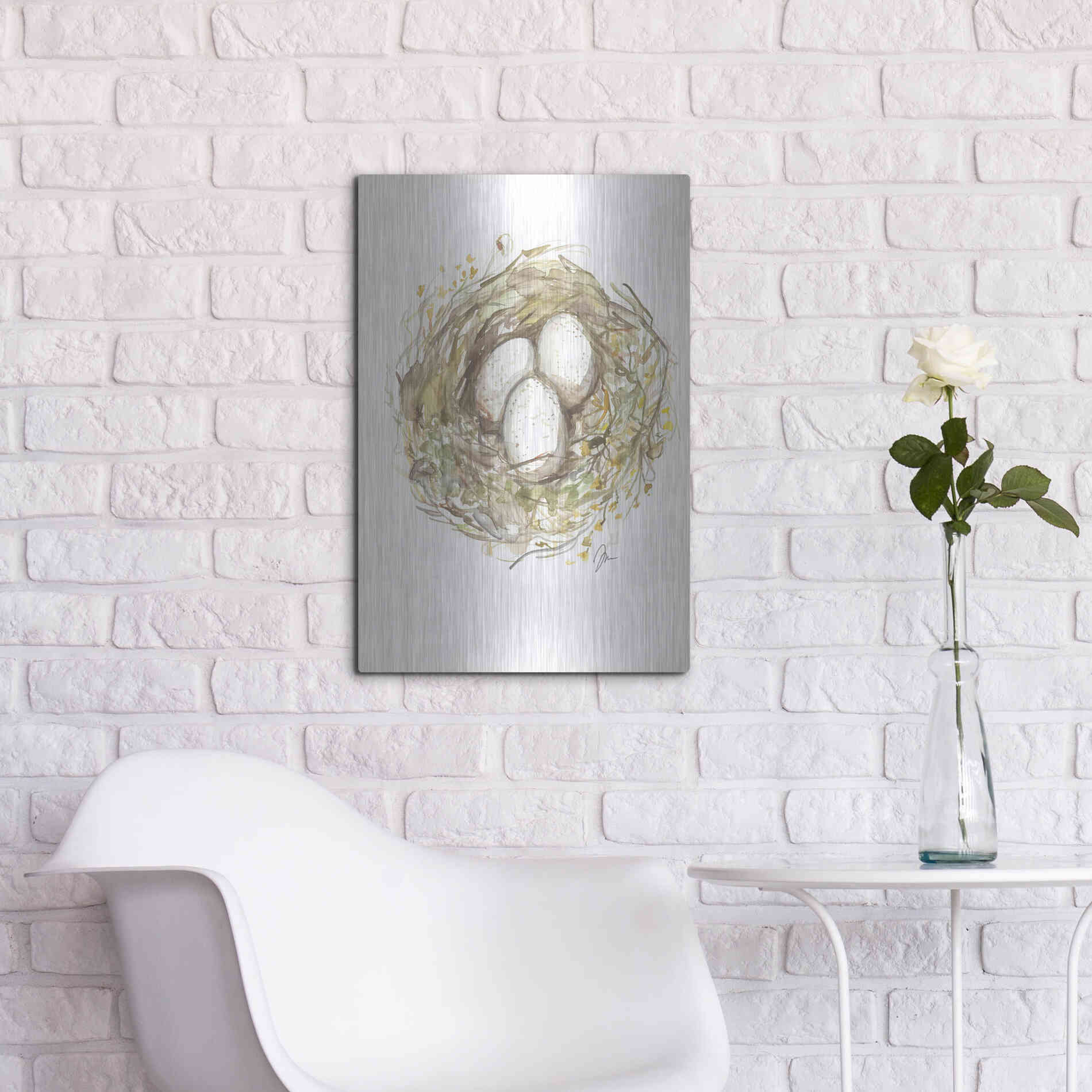 Luxe Metal Art 'Nest of Love' by Jessica Mingo, Metal Wall Art,16x24