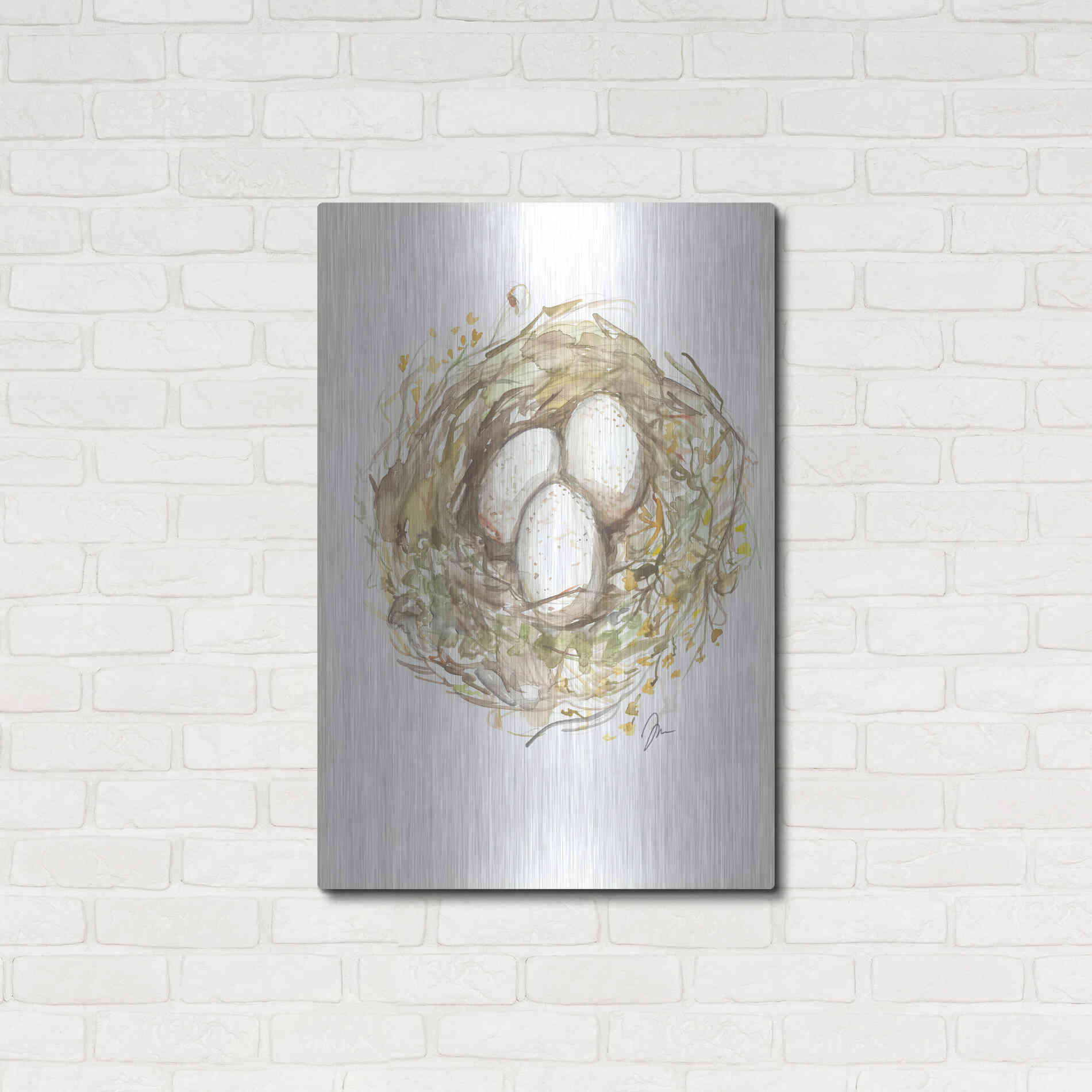Luxe Metal Art 'Nest of Love' by Jessica Mingo, Metal Wall Art,24x36