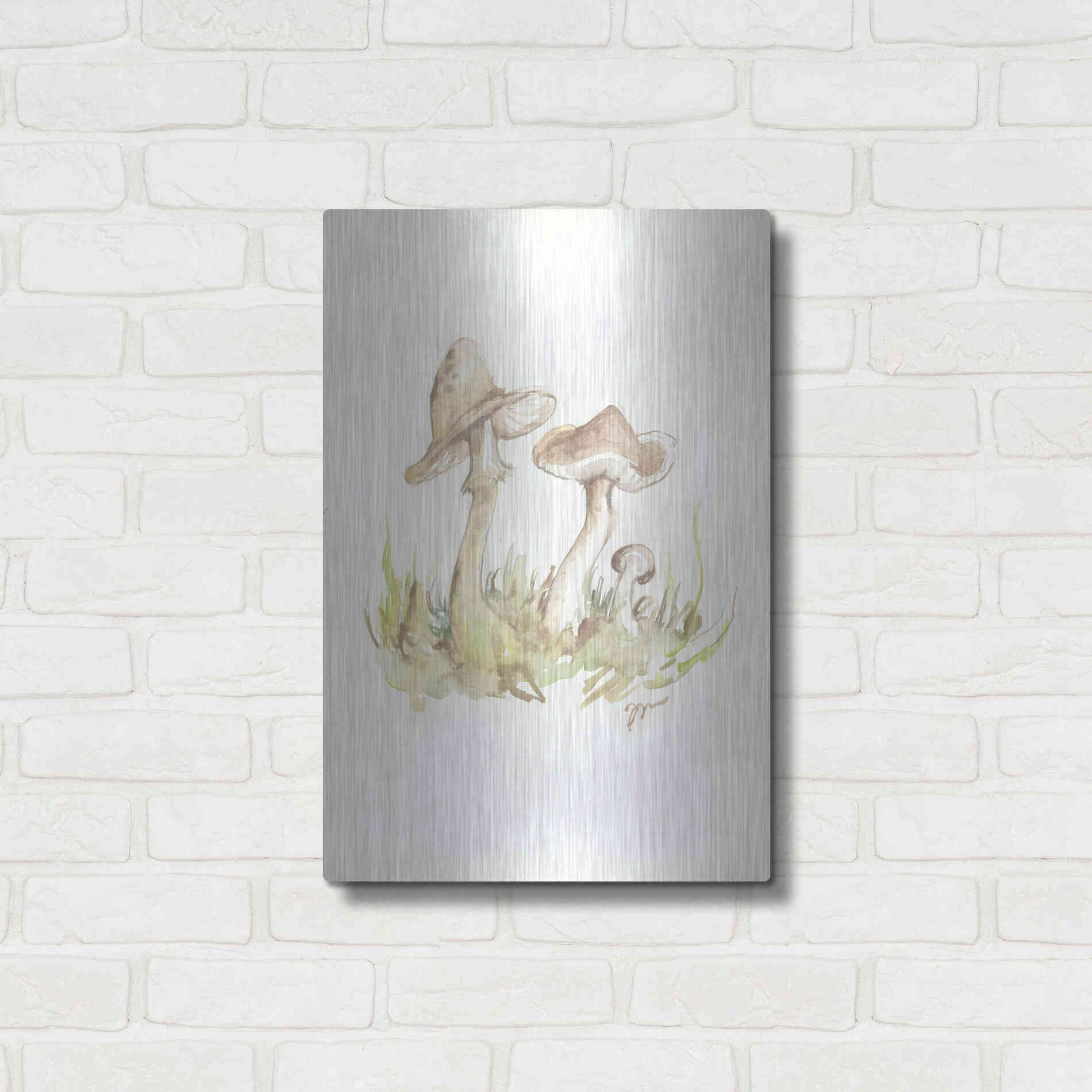 Luxe Metal Art 'Fall Mushrooms' by Jessica Mingo, Metal Wall Art,16x24