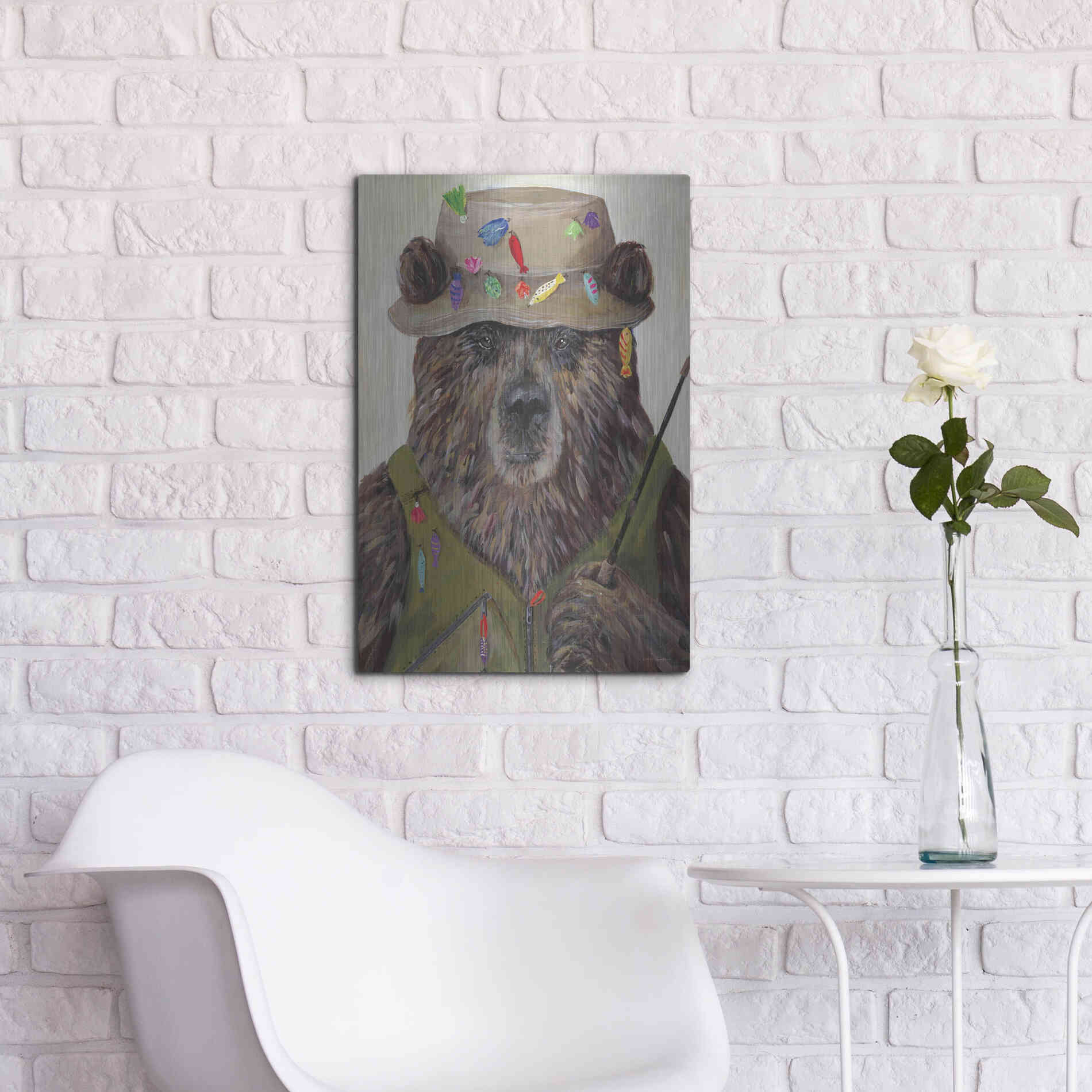 Luxe Metal Art 'Bear-ly a Bite' by Kamdon Kreations, Metal Wall Art,16x24