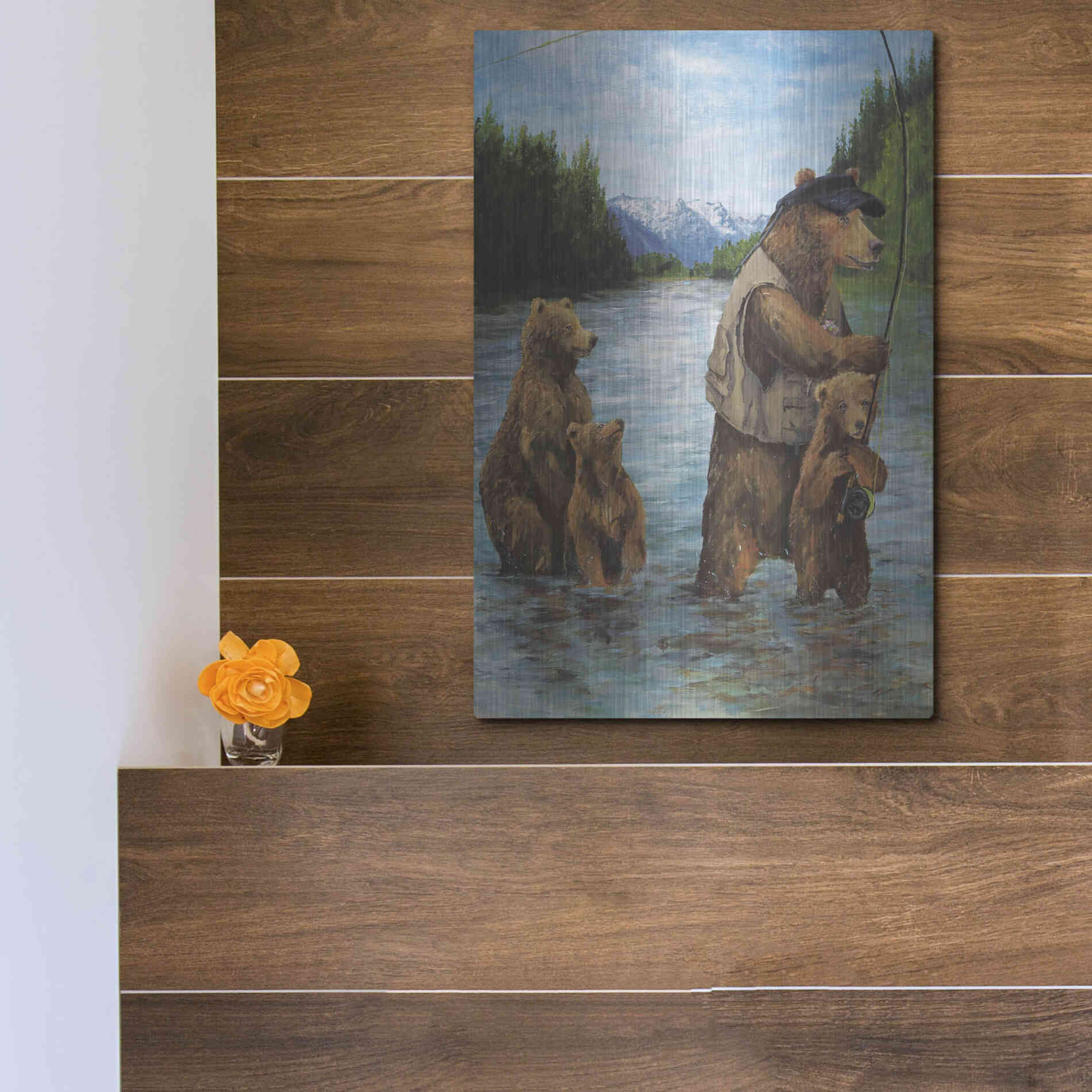 Luxe Metal Art 'Papa Bear' by Kamdon Kreations, Metal Wall Art,12x16