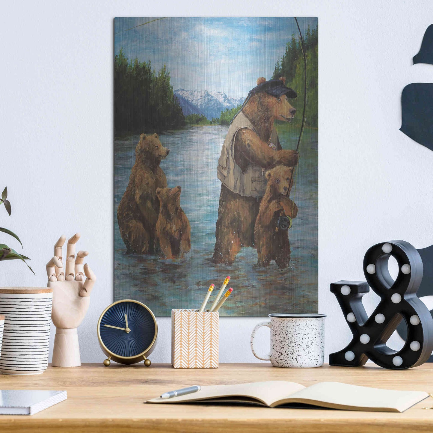 Luxe Metal Art 'Papa Bear' by Kamdon Kreations, Metal Wall Art,12x16