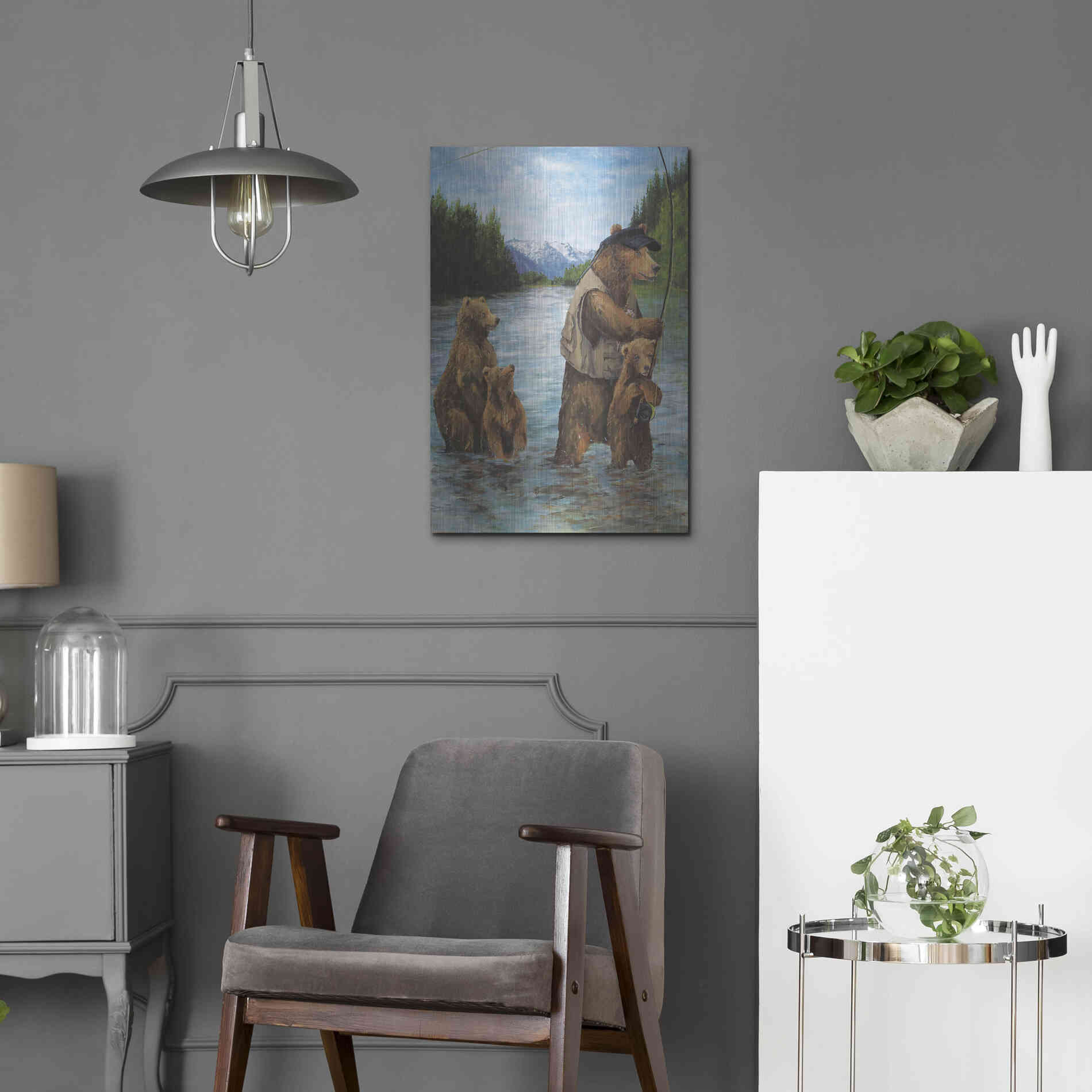 Luxe Metal Art 'Papa Bear' by Kamdon Kreations, Metal Wall Art,16x24