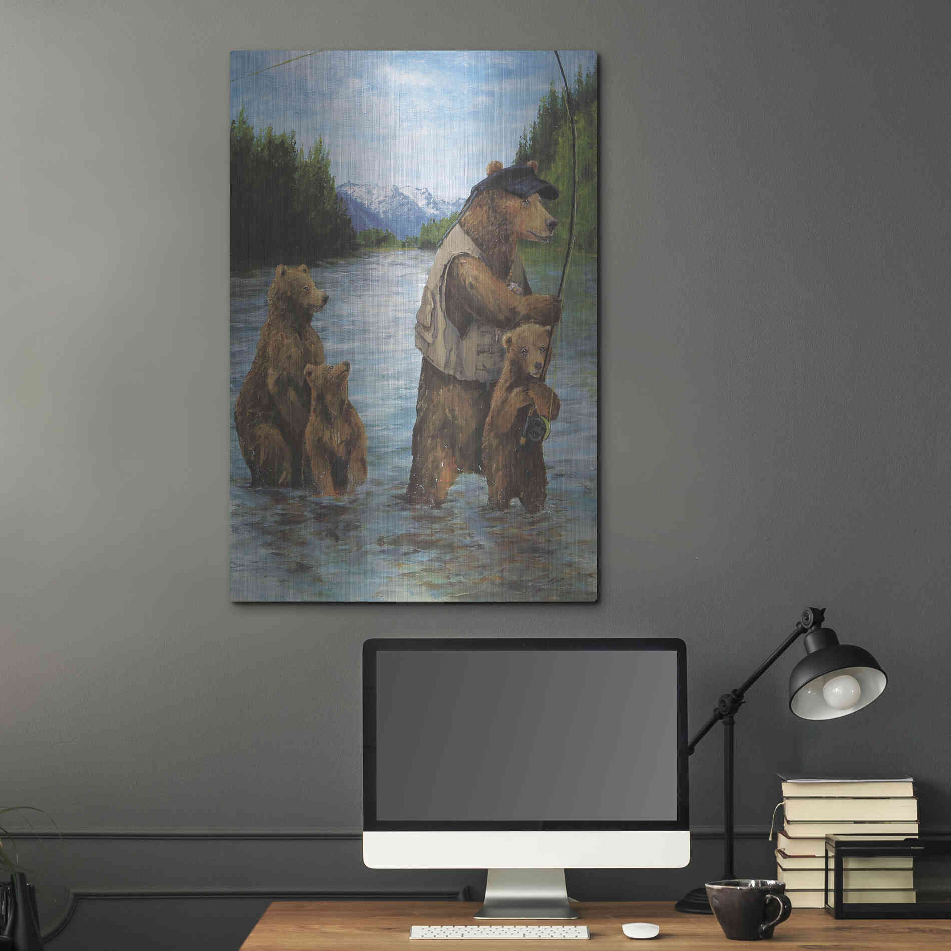 Luxe Metal Art 'Papa Bear' by Kamdon Kreations, Metal Wall Art,24x36