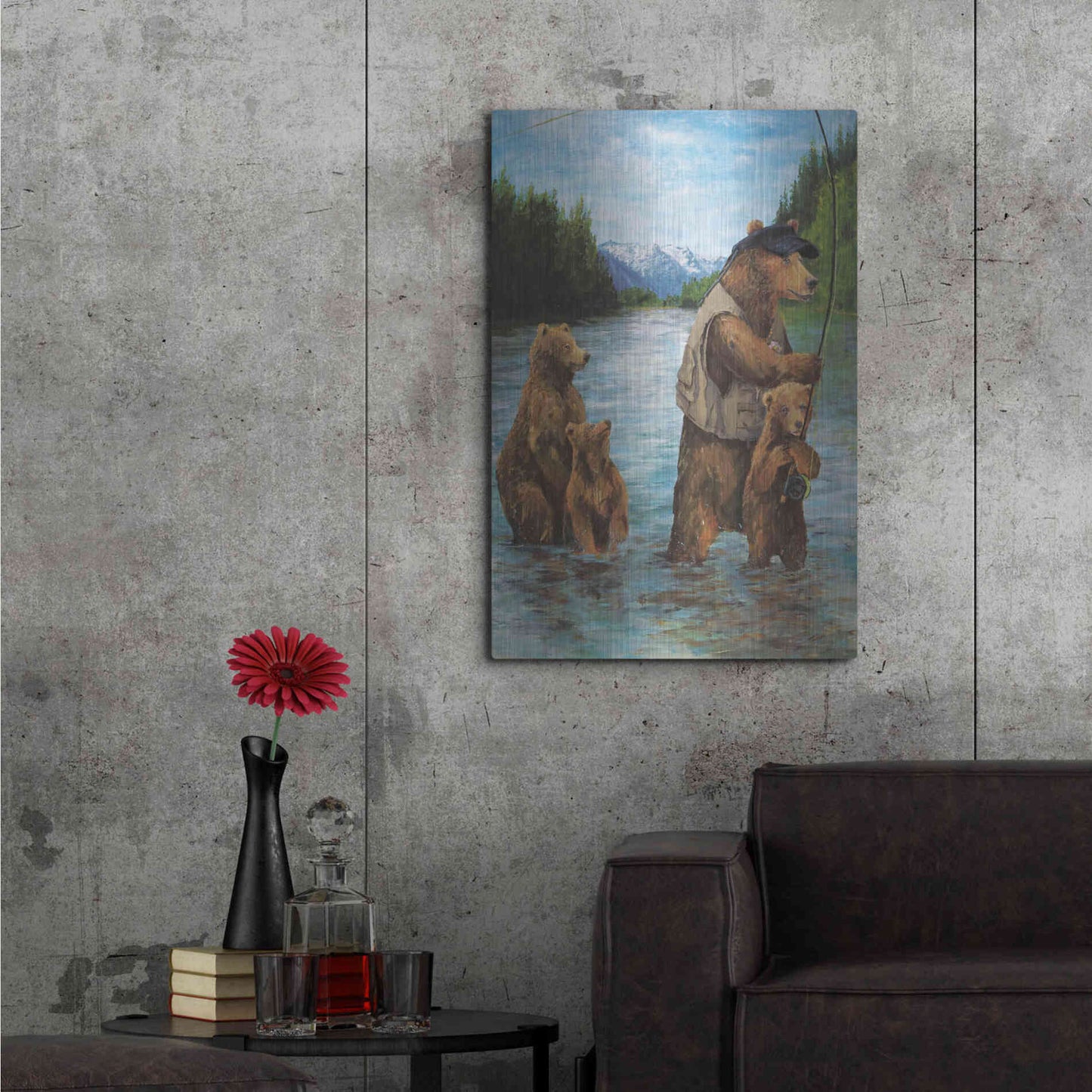 Luxe Metal Art 'Papa Bear' by Kamdon Kreations, Metal Wall Art,24x36