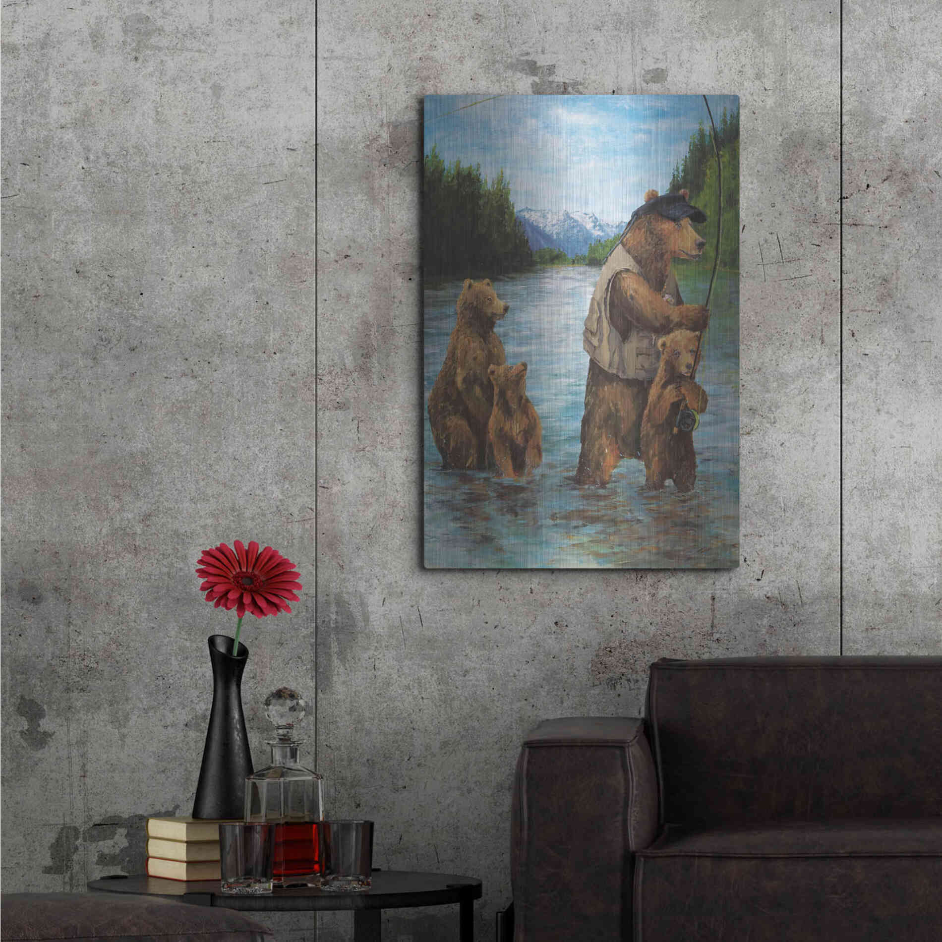 Luxe Metal Art 'Papa Bear' by Kamdon Kreations, Metal Wall Art,24x36