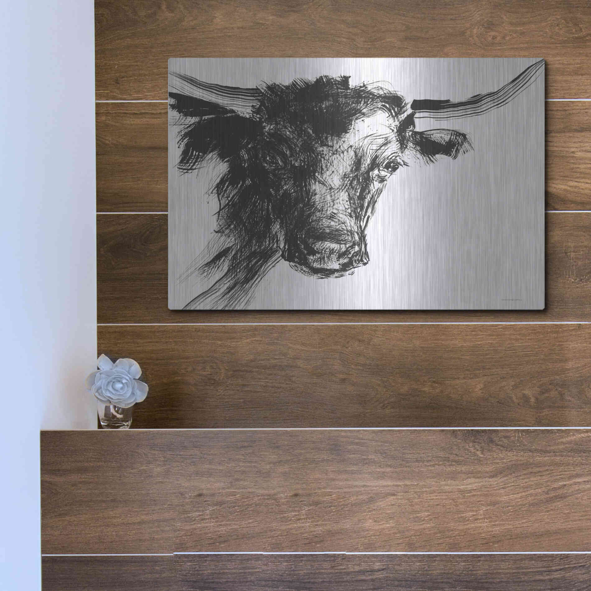 Luxe Metal Art 'Linear Growth' by Kamdon Kreations, Metal Wall Art,16x12