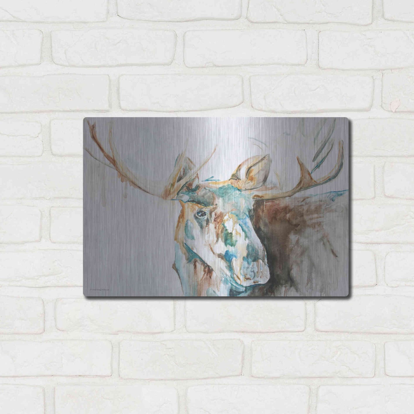 Luxe Metal Art 'Water Moose' by Kamdon Kreations, Metal Wall Art,16x12
