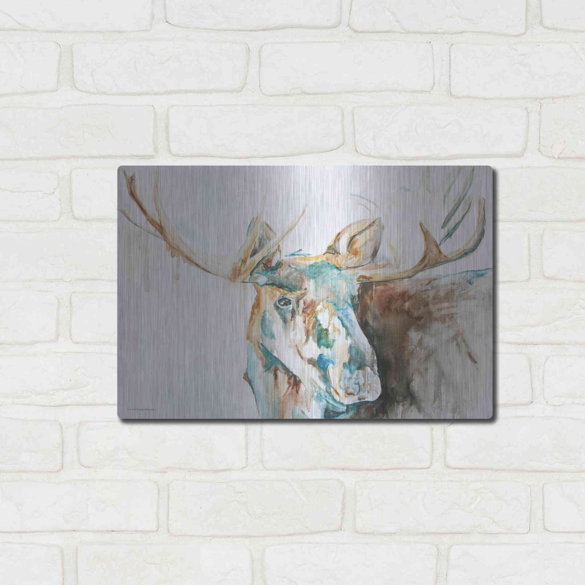 Luxe Metal Art 'Water Moose' by Kamdon Kreations, Metal Wall Art,16x12