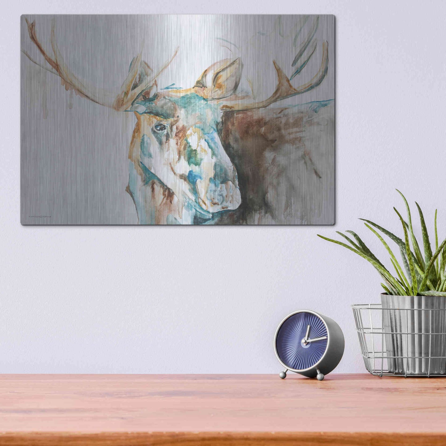 Luxe Metal Art 'Water Moose' by Kamdon Kreations, Metal Wall Art,16x12