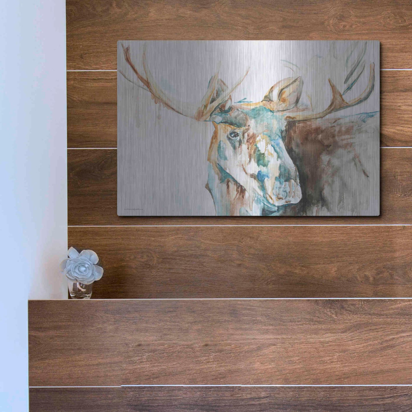 Luxe Metal Art 'Water Moose' by Kamdon Kreations, Metal Wall Art,16x12