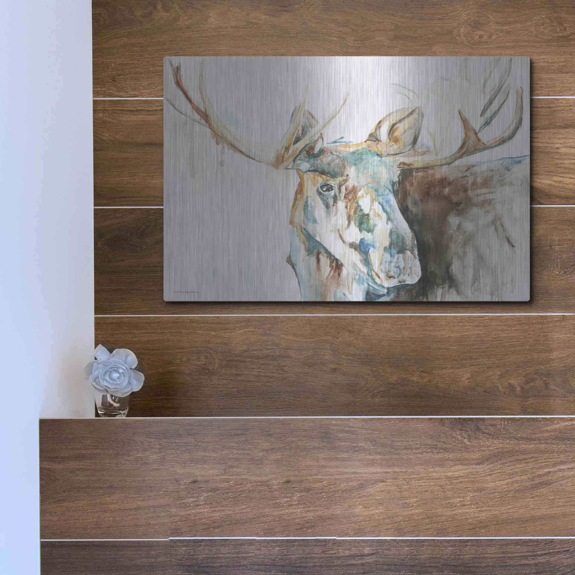 Luxe Metal Art 'Water Moose' by Kamdon Kreations, Metal Wall Art,16x12