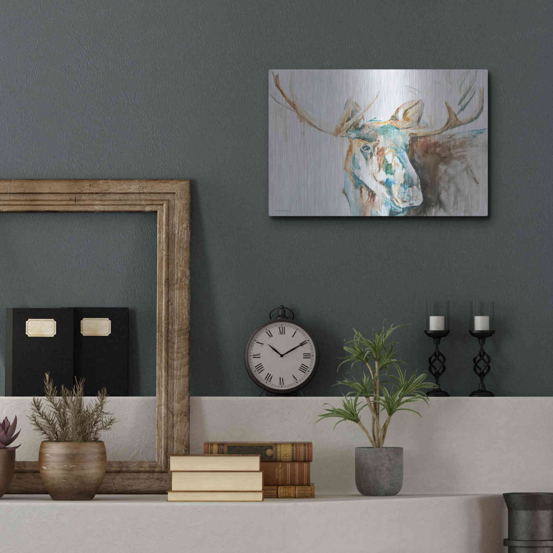 Luxe Metal Art 'Water Moose' by Kamdon Kreations, Metal Wall Art,16x12