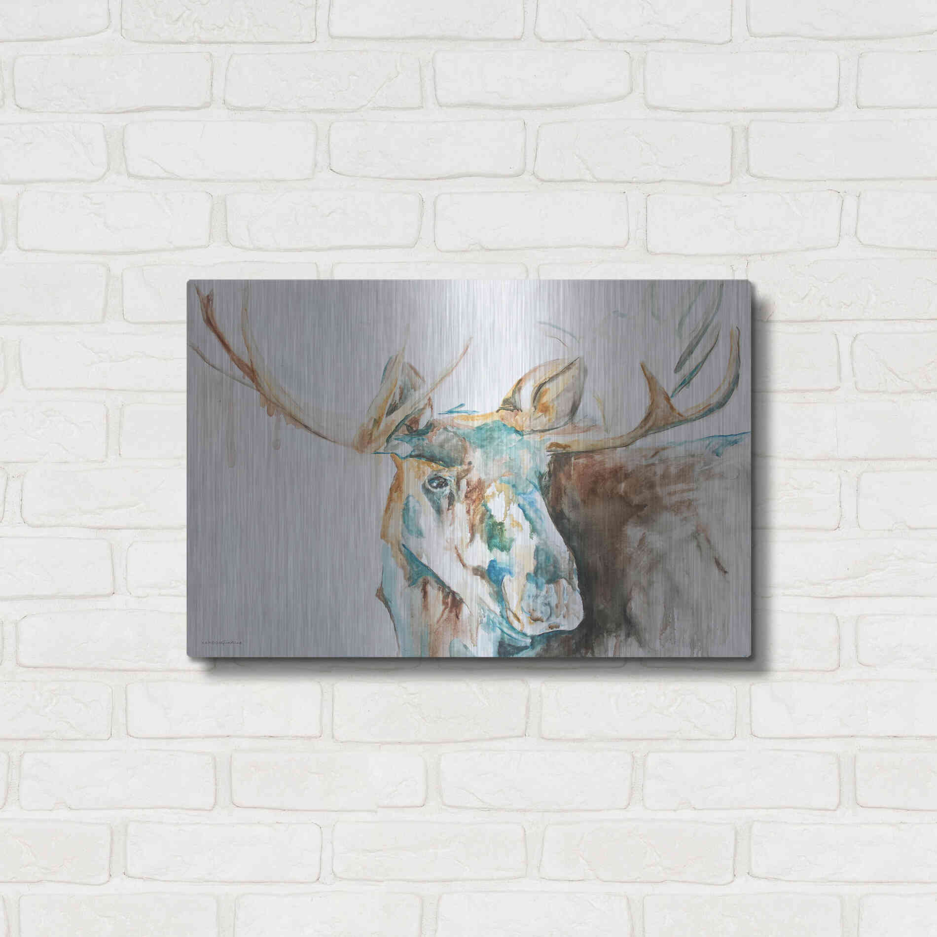 Luxe Metal Art 'Water Moose' by Kamdon Kreations, Metal Wall Art,24x16