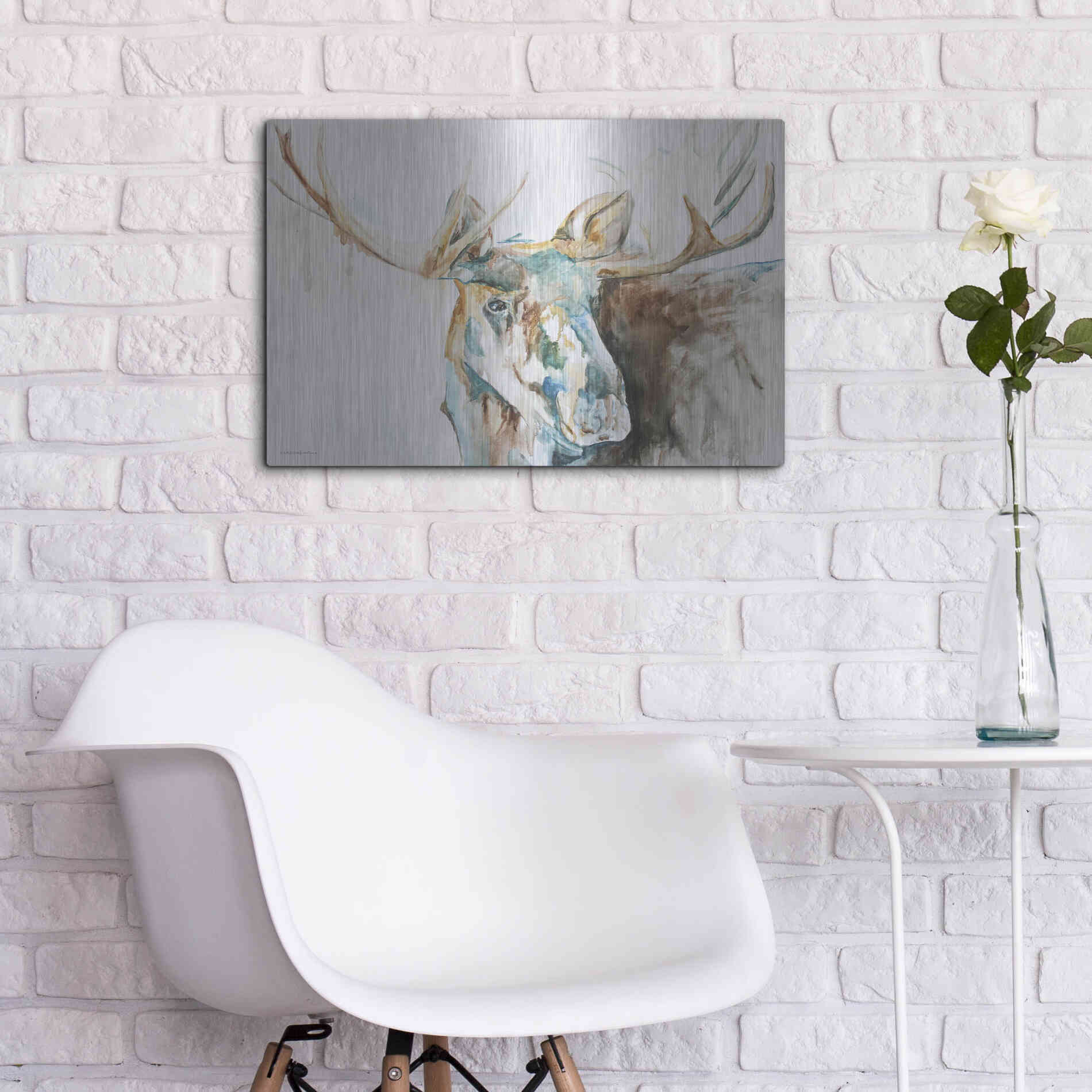 Luxe Metal Art 'Water Moose' by Kamdon Kreations, Metal Wall Art,24x16