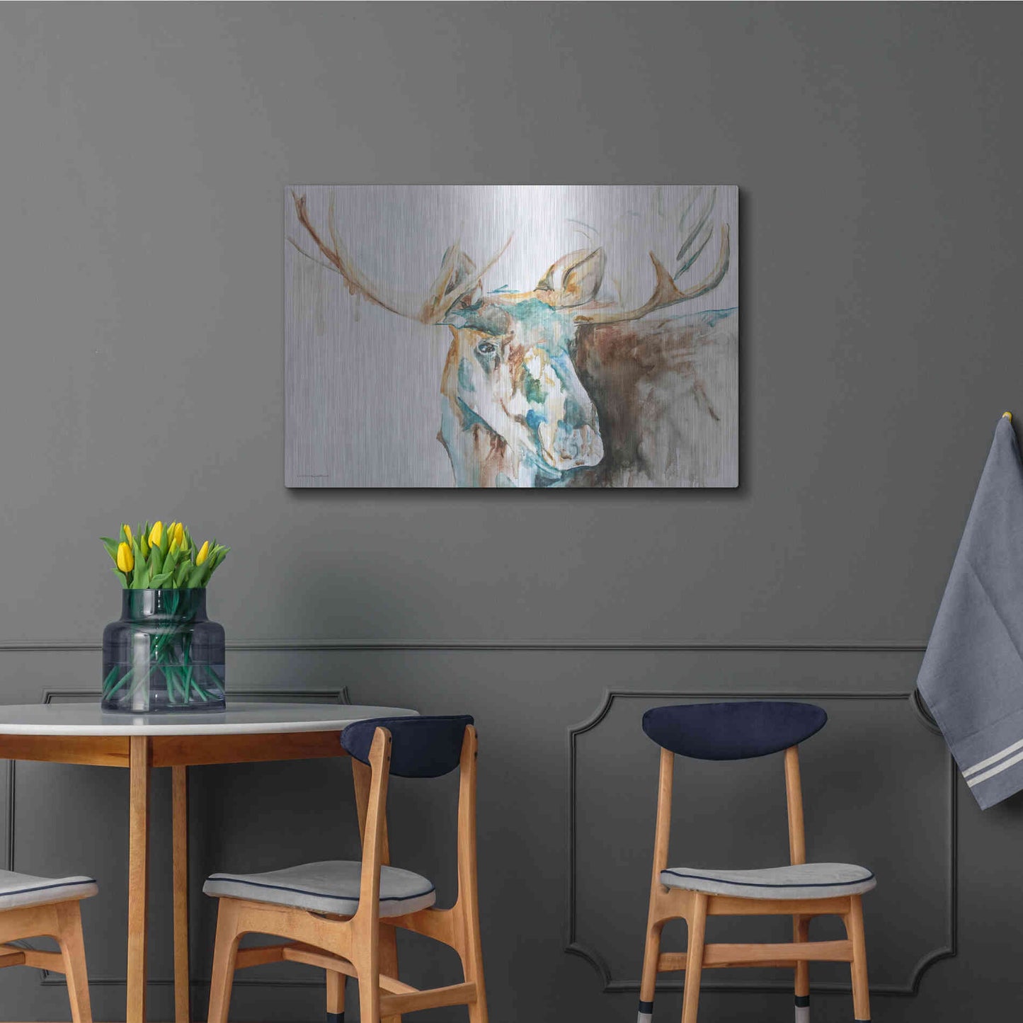 Luxe Metal Art 'Water Moose' by Kamdon Kreations, Metal Wall Art,36x24