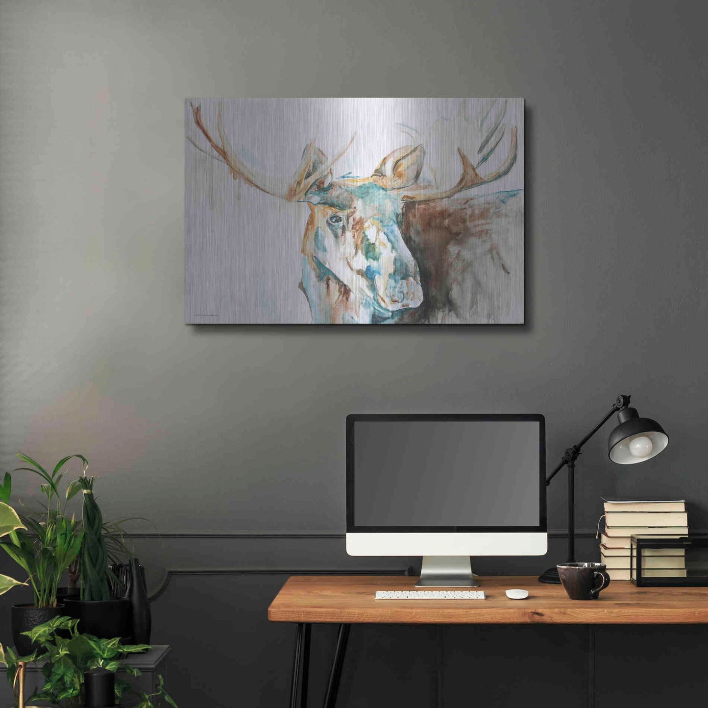 Luxe Metal Art 'Water Moose' by Kamdon Kreations, Metal Wall Art,36x24