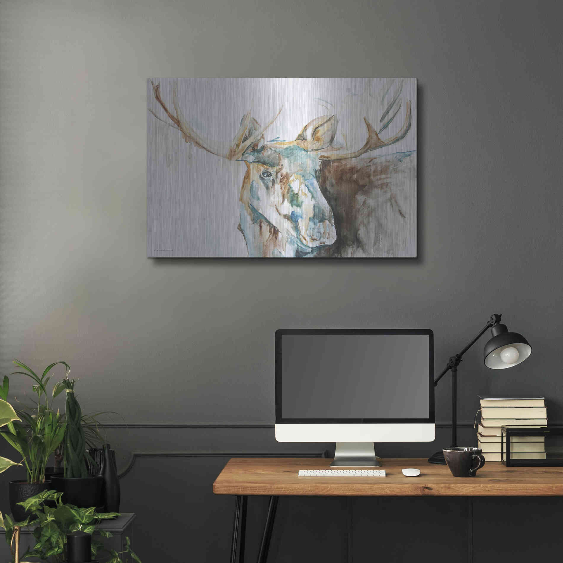 Luxe Metal Art 'Water Moose' by Kamdon Kreations, Metal Wall Art,36x24