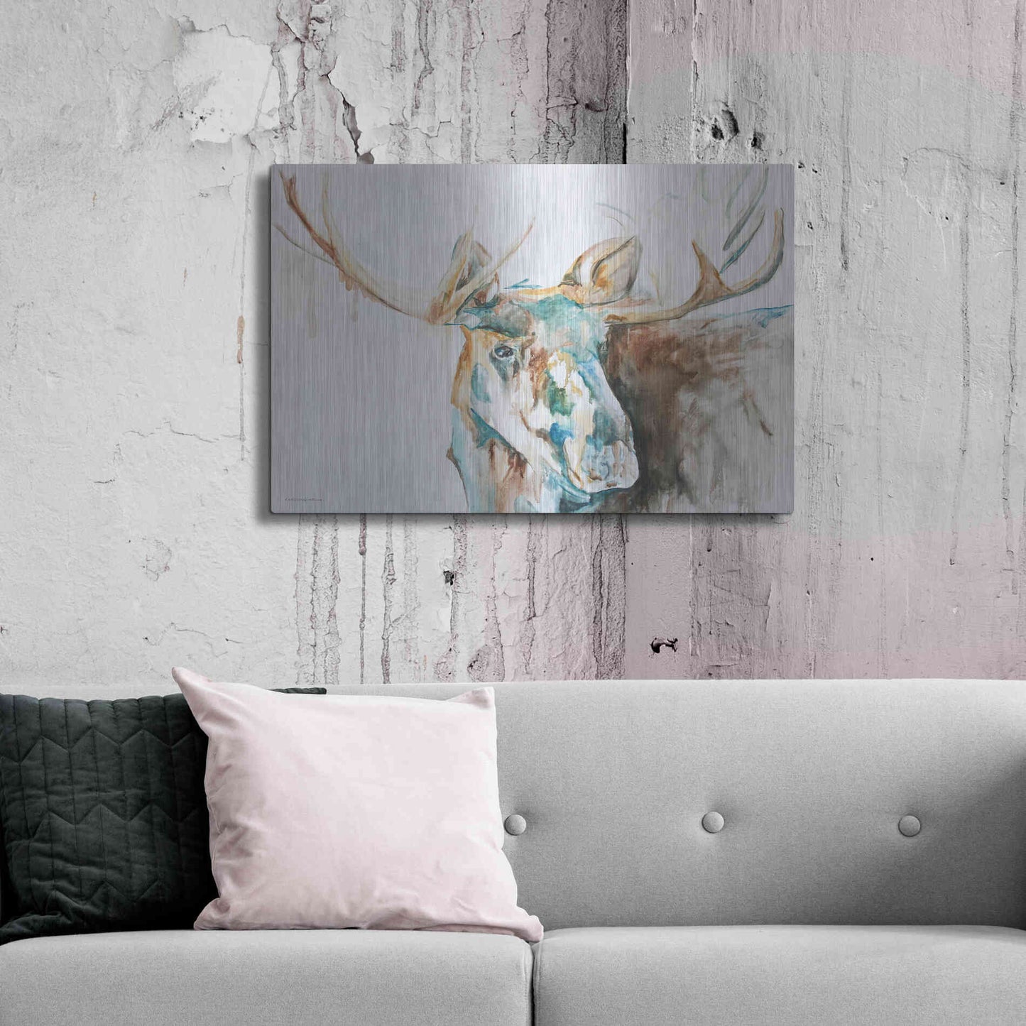 Luxe Metal Art 'Water Moose' by Kamdon Kreations, Metal Wall Art,36x24