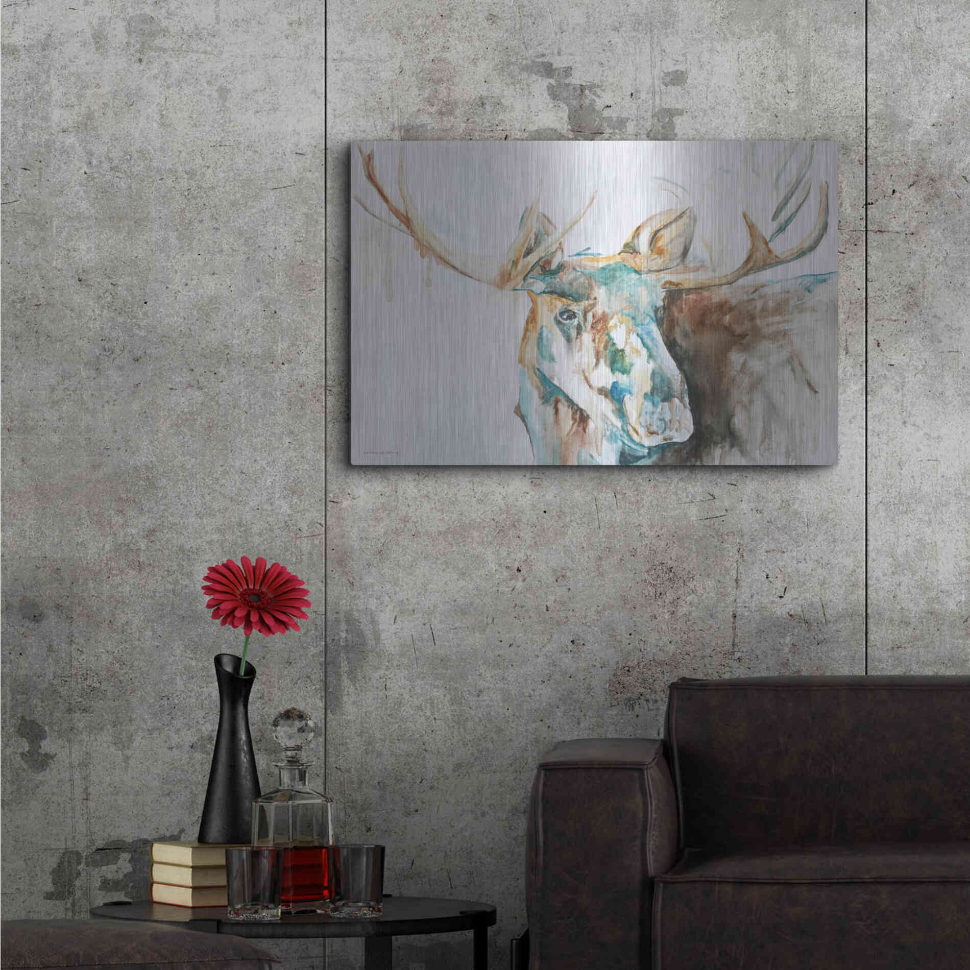 Luxe Metal Art 'Water Moose' by Kamdon Kreations, Metal Wall Art,36x24
