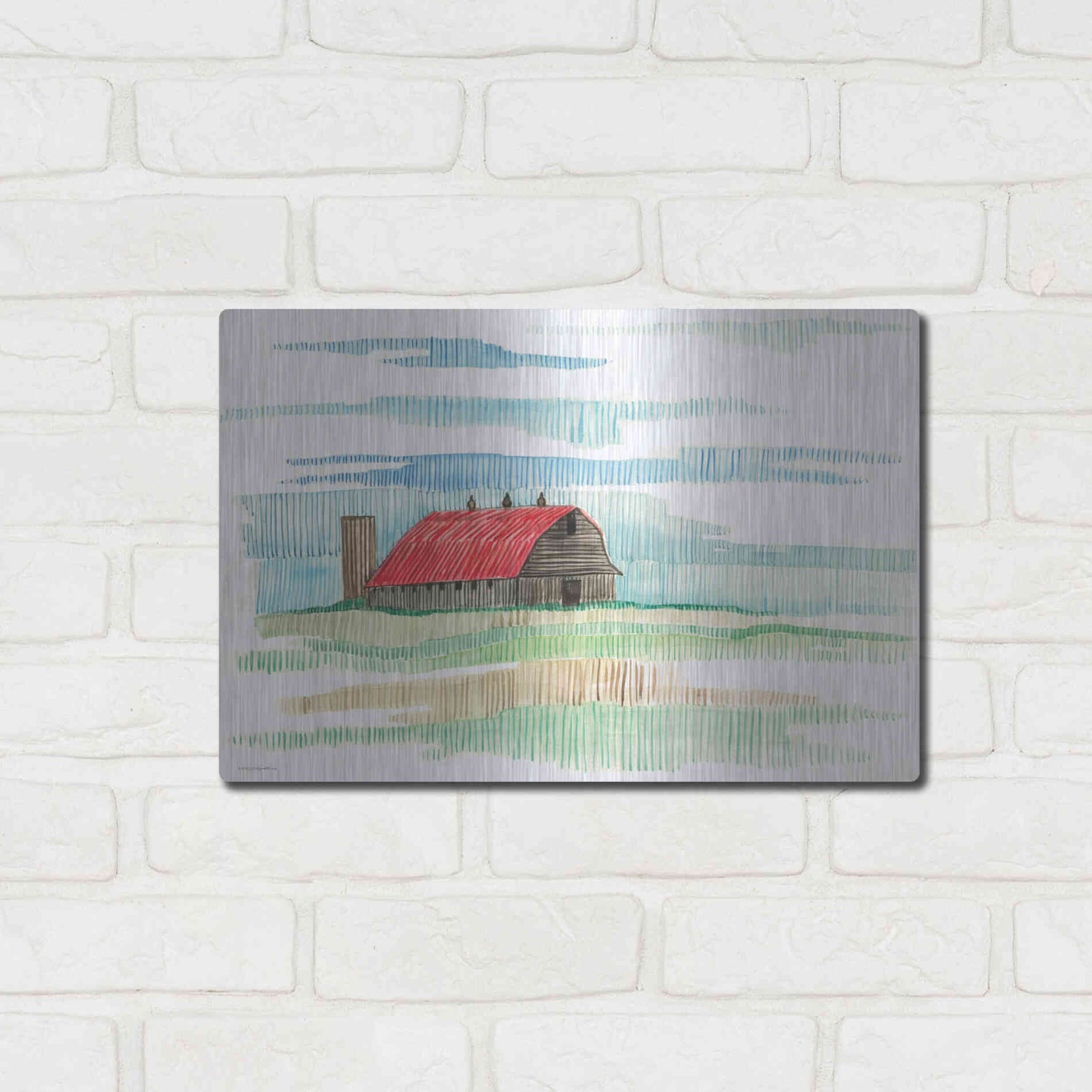 Luxe Metal Art 'Patches of Grass' by Kamdon Kreations, Metal Wall Art,16x12