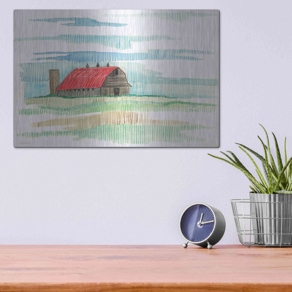 Luxe Metal Art 'Patches of Grass' by Kamdon Kreations, Metal Wall Art,16x12