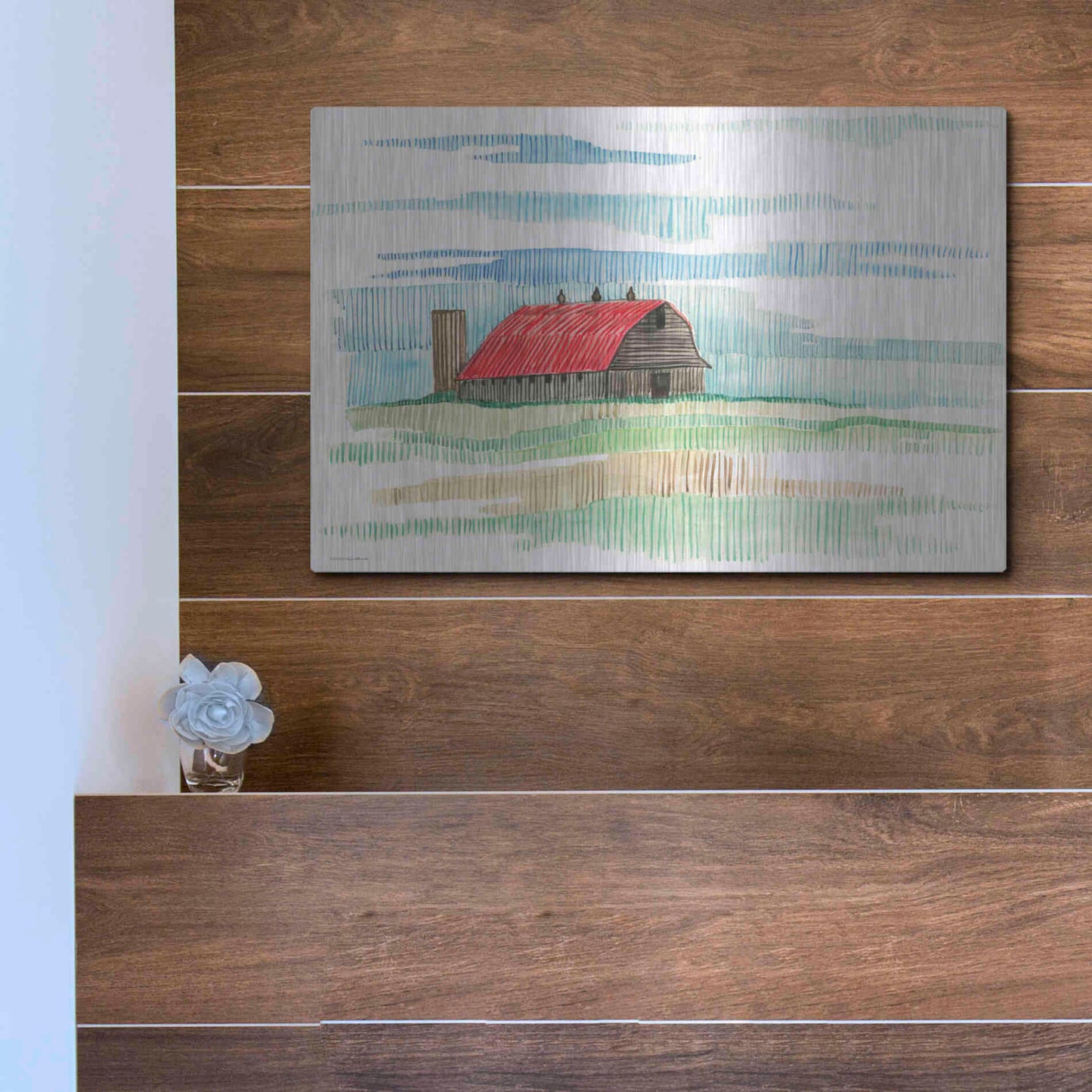 Luxe Metal Art 'Patches of Grass' by Kamdon Kreations, Metal Wall Art,16x12