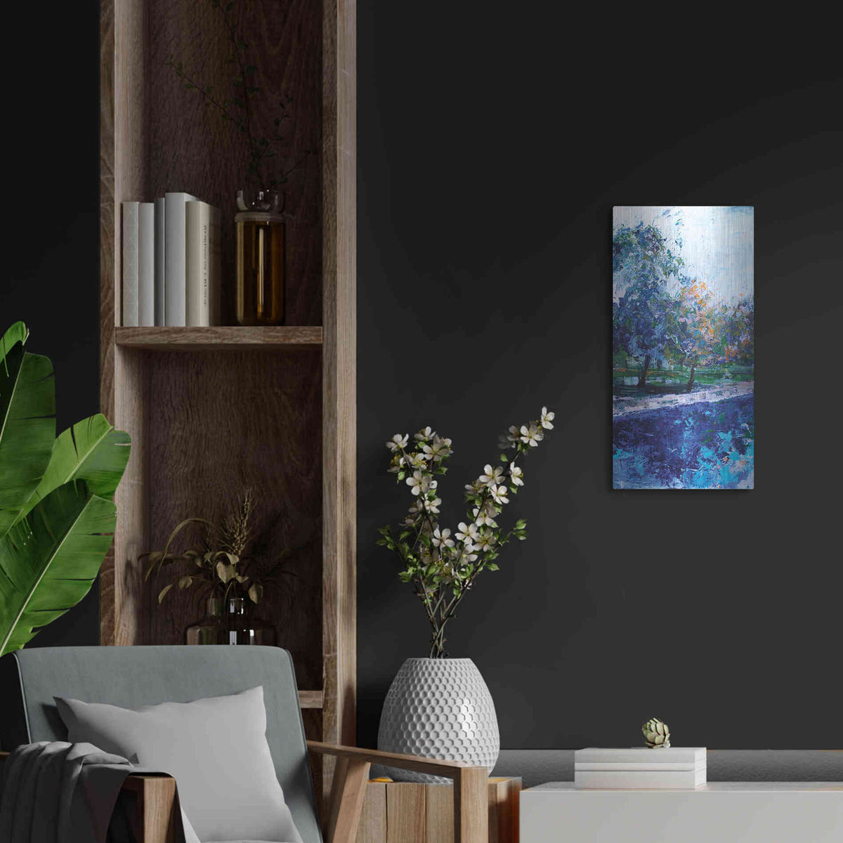 Luxe Metal Art 'Mile River 1' by Kamdon Kreations, Metal Wall Art,12x24