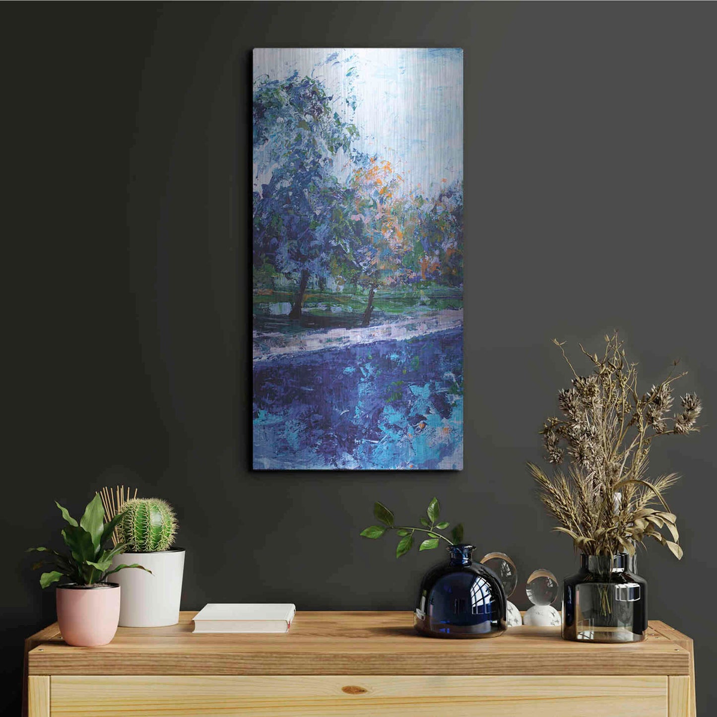 Luxe Metal Art 'Mile River 1' by Kamdon Kreations, Metal Wall Art,12x24