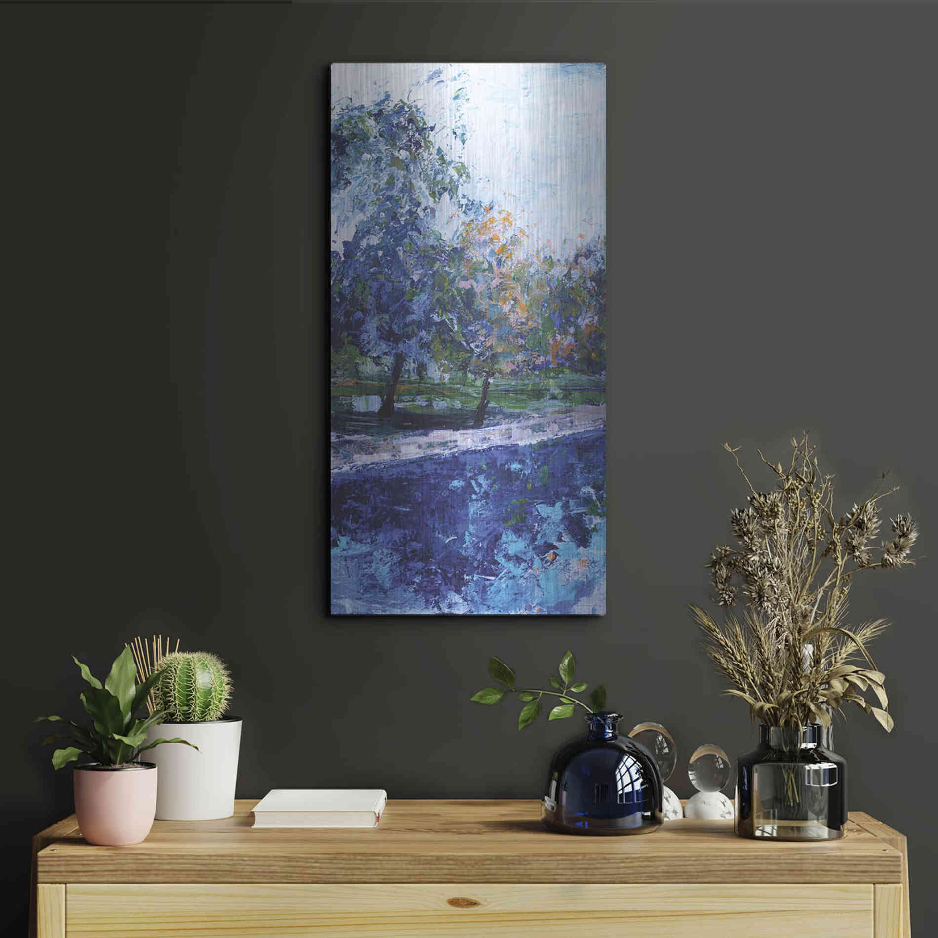 Luxe Metal Art 'Mile River 1' by Kamdon Kreations, Metal Wall Art,12x24