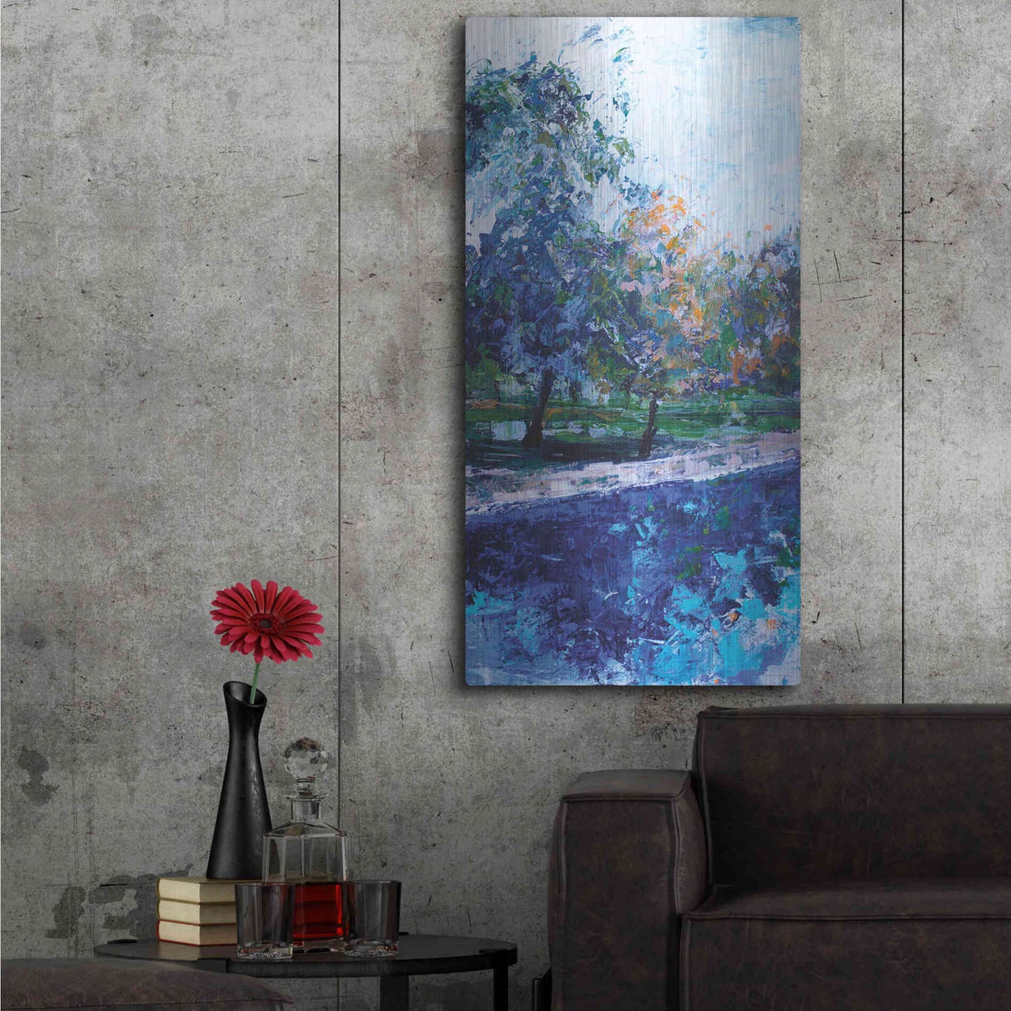 Luxe Metal Art 'Mile River 1' by Kamdon Kreations, Metal Wall Art,24x48