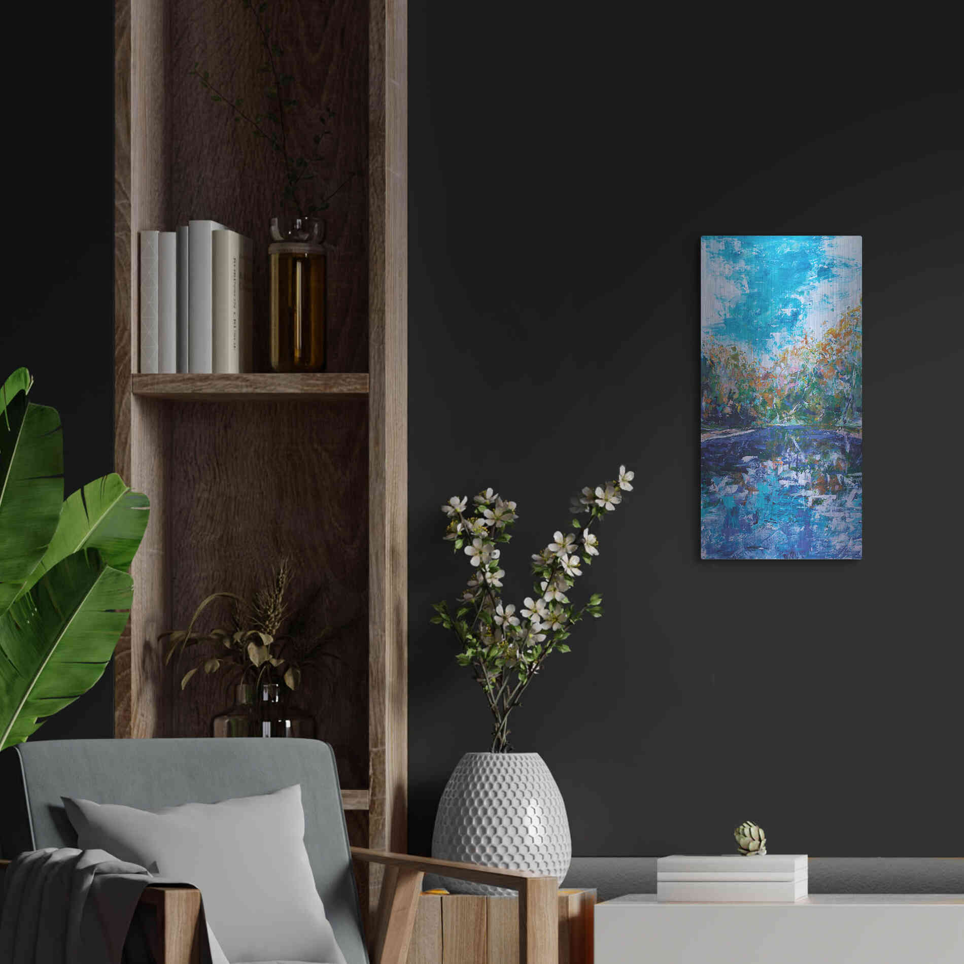 Luxe Metal Art 'Mile River 2' by Kamdon Kreations, Metal Wall Art,12x24