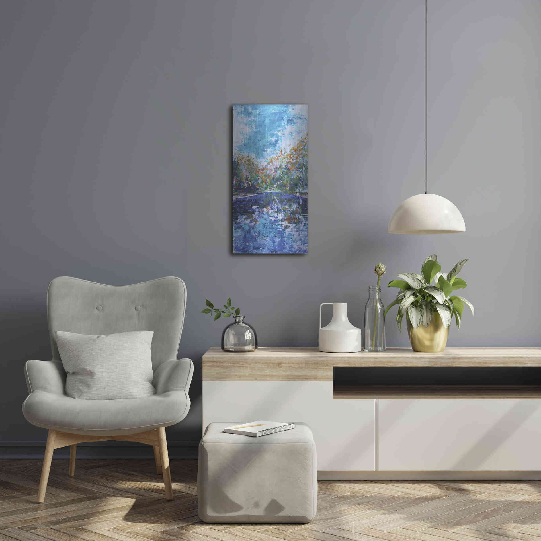 Luxe Metal Art 'Mile River 2' by Kamdon Kreations, Metal Wall Art,12x24