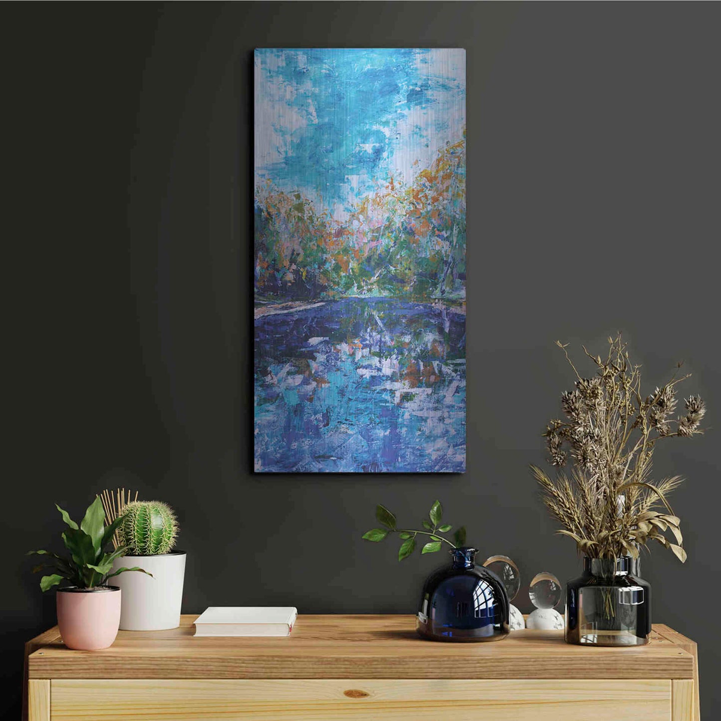 Luxe Metal Art 'Mile River 2' by Kamdon Kreations, Metal Wall Art,12x24