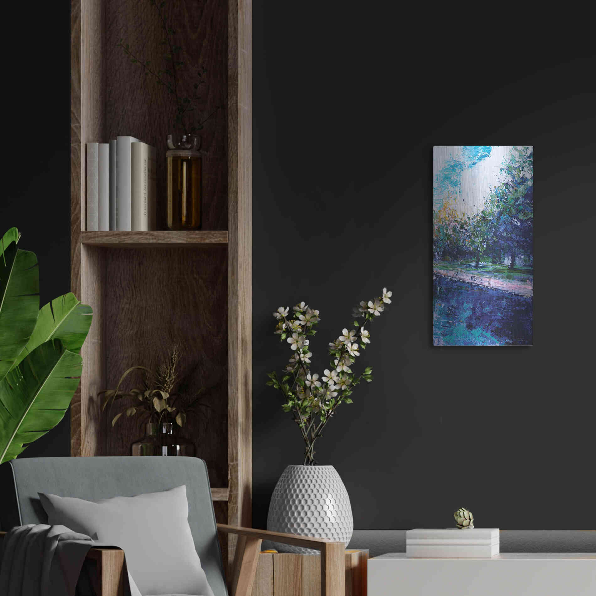 Luxe Metal Art 'Mile River 3' by Kamdon Kreations, Metal Wall Art,12x24