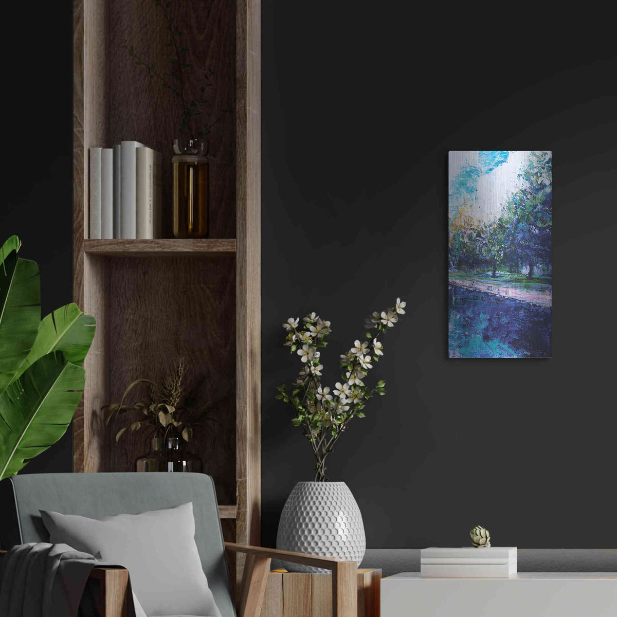 Luxe Metal Art 'Mile River 3' by Kamdon Kreations, Metal Wall Art,12x24