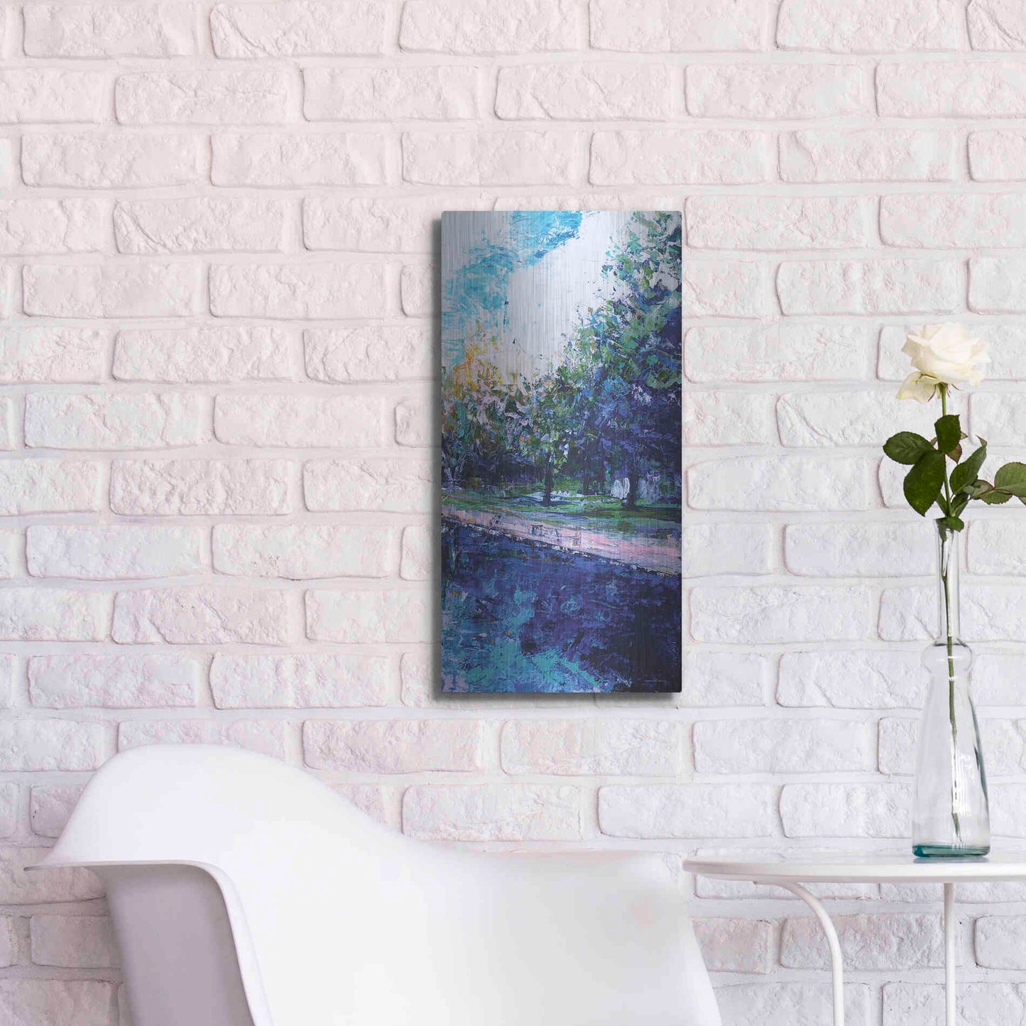 Luxe Metal Art 'Mile River 3' by Kamdon Kreations, Metal Wall Art,12x24