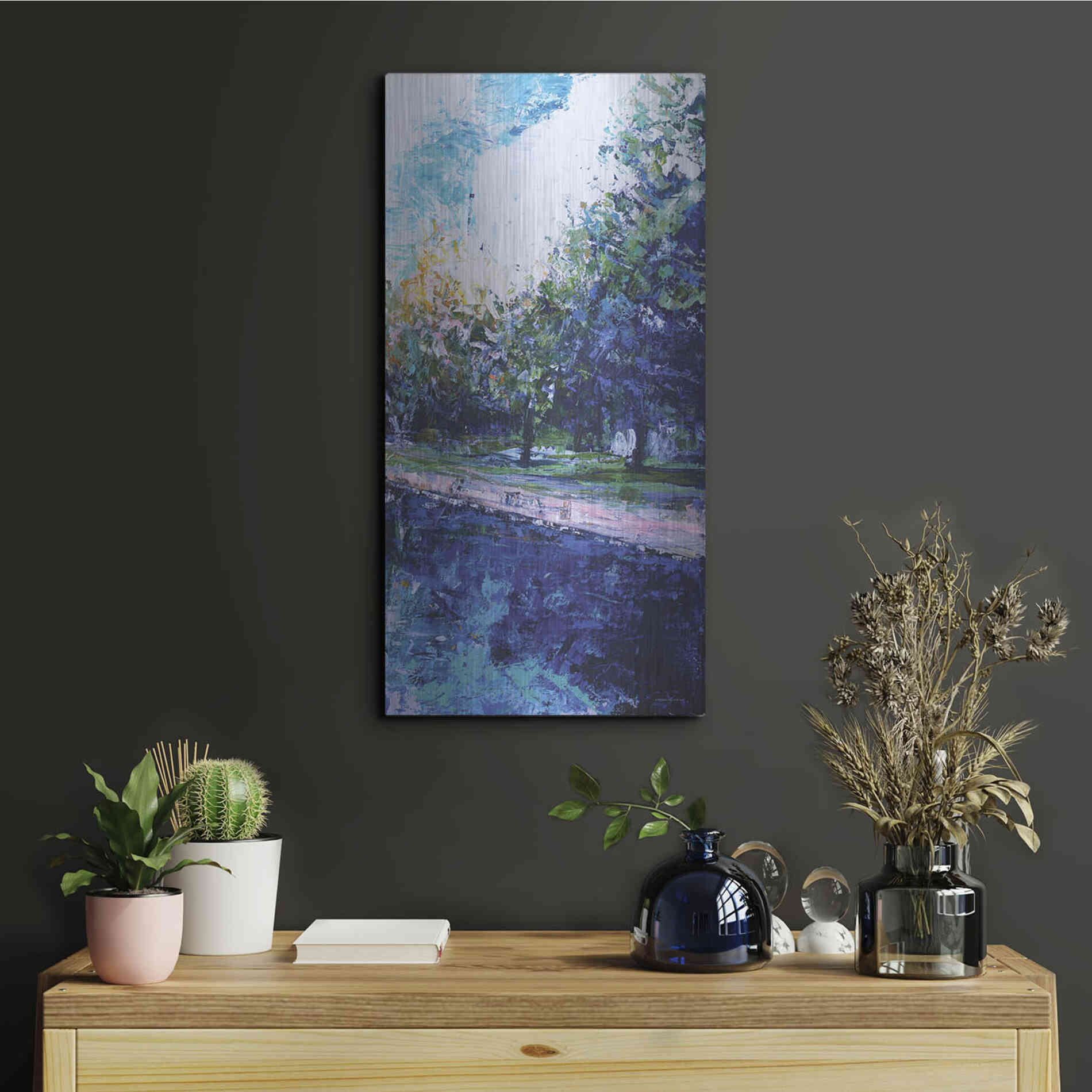 Luxe Metal Art 'Mile River 3' by Kamdon Kreations, Metal Wall Art,12x24