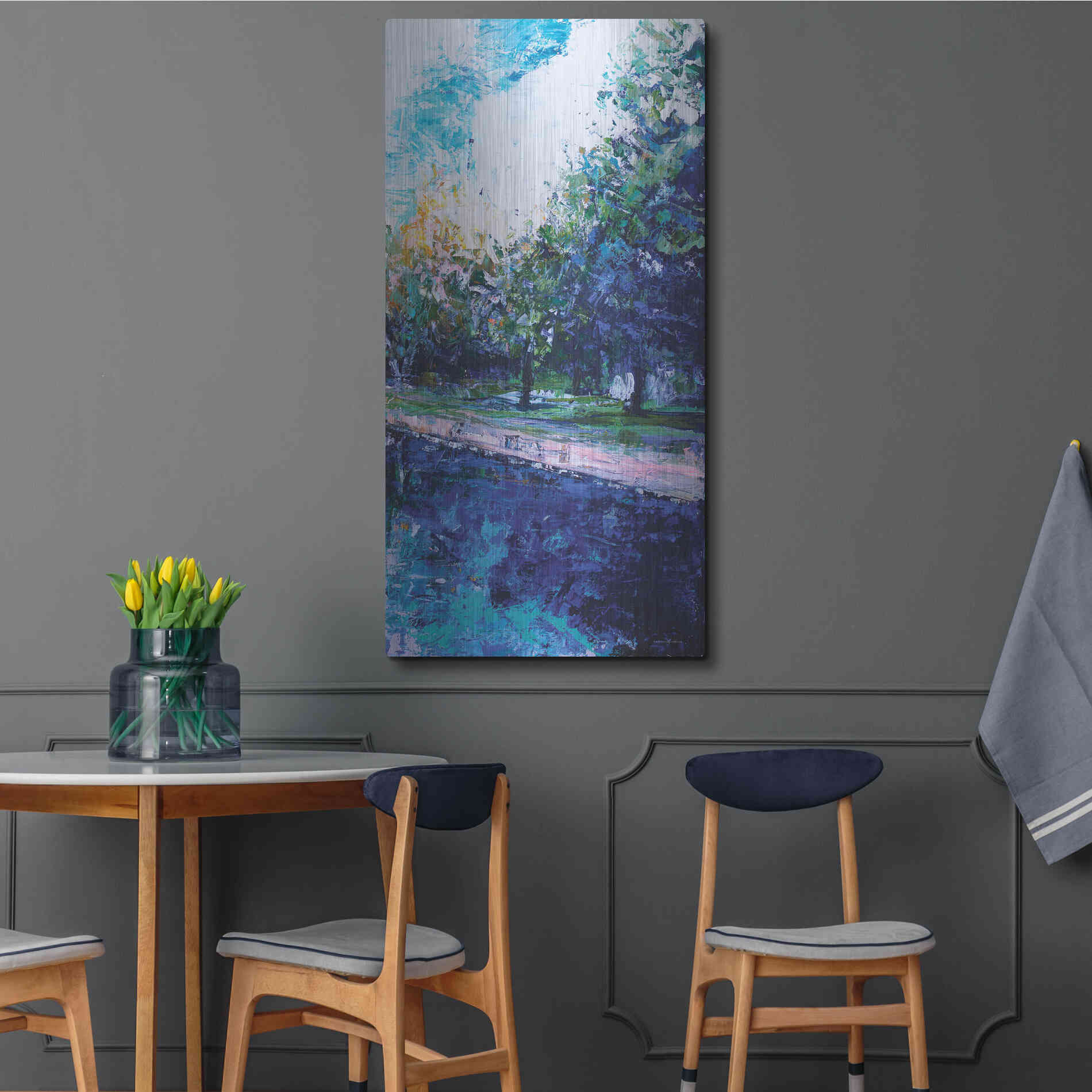 Luxe Metal Art 'Mile River 3' by Kamdon Kreations, Metal Wall Art,24x48