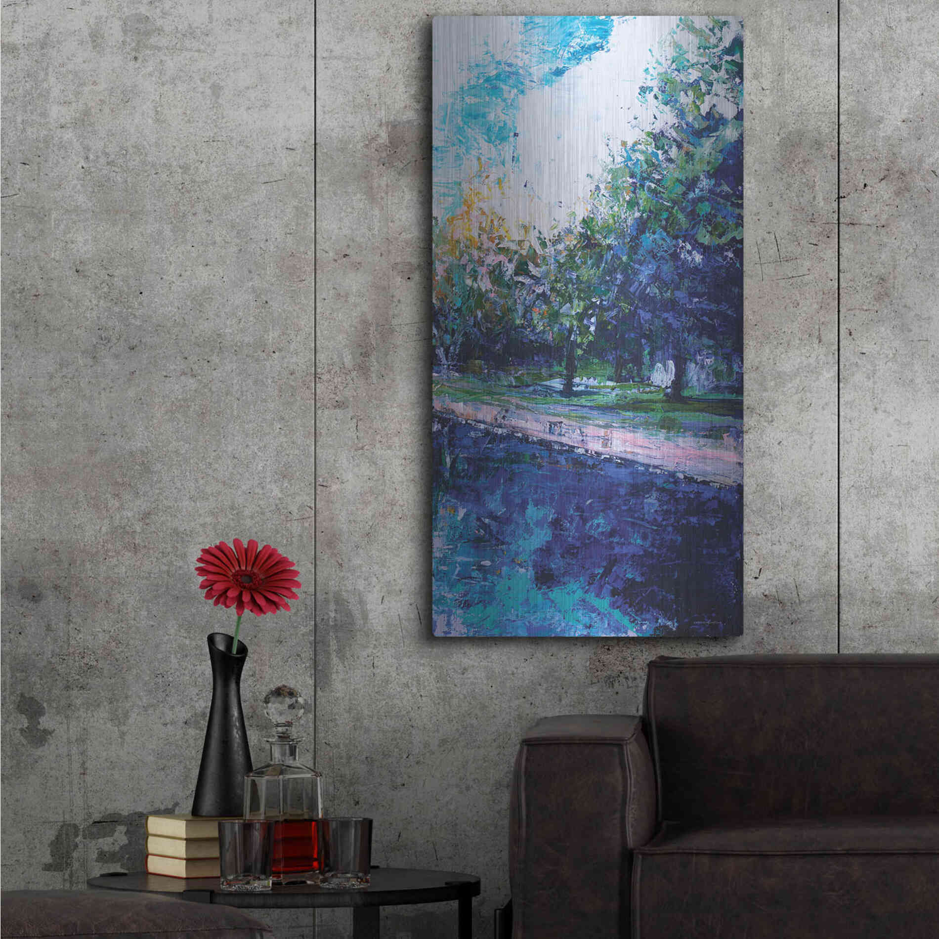 Luxe Metal Art 'Mile River 3' by Kamdon Kreations, Metal Wall Art,24x48