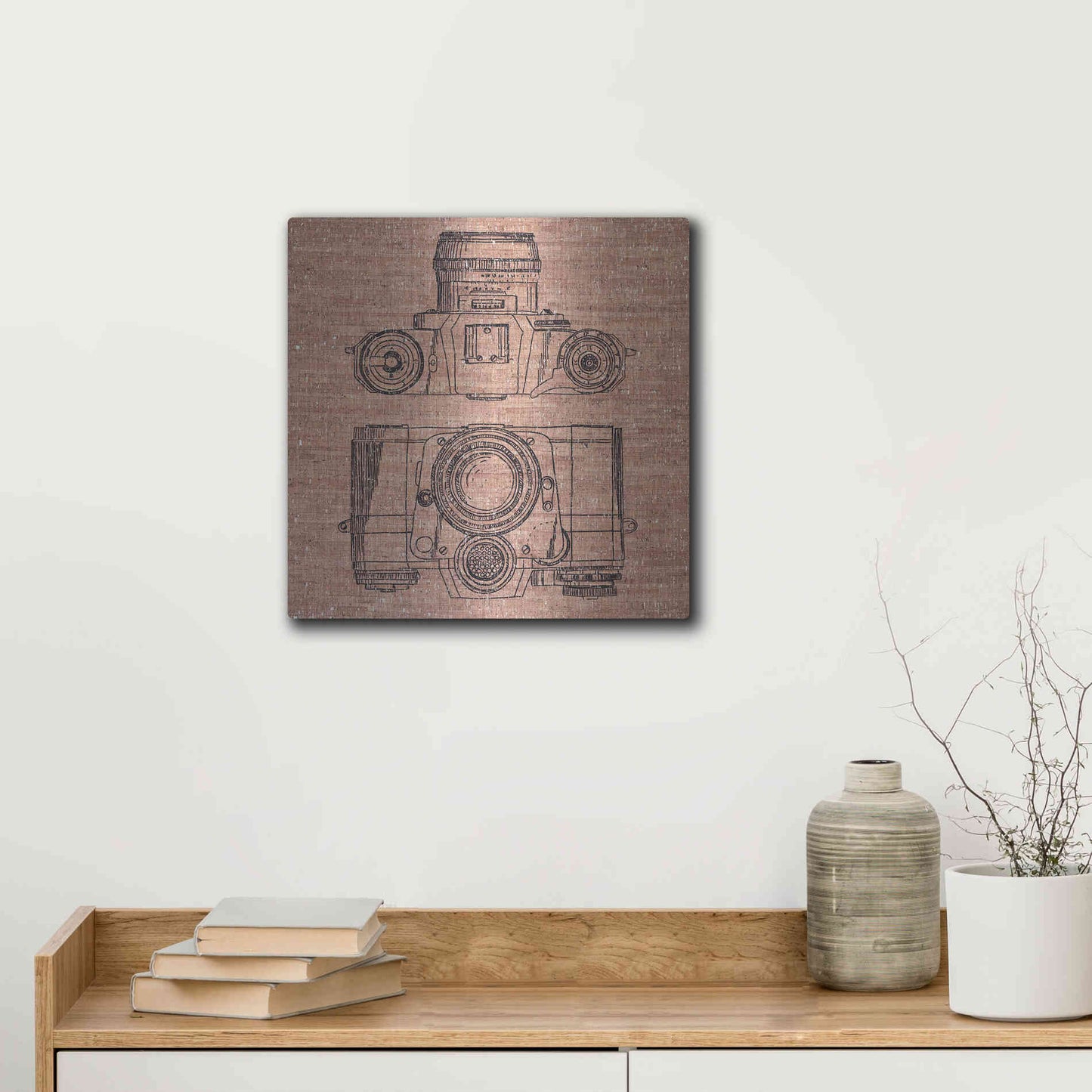 Luxe Metal Art 'Cork Camera' by Kamdon Kreations, Metal Wall Art,12x12