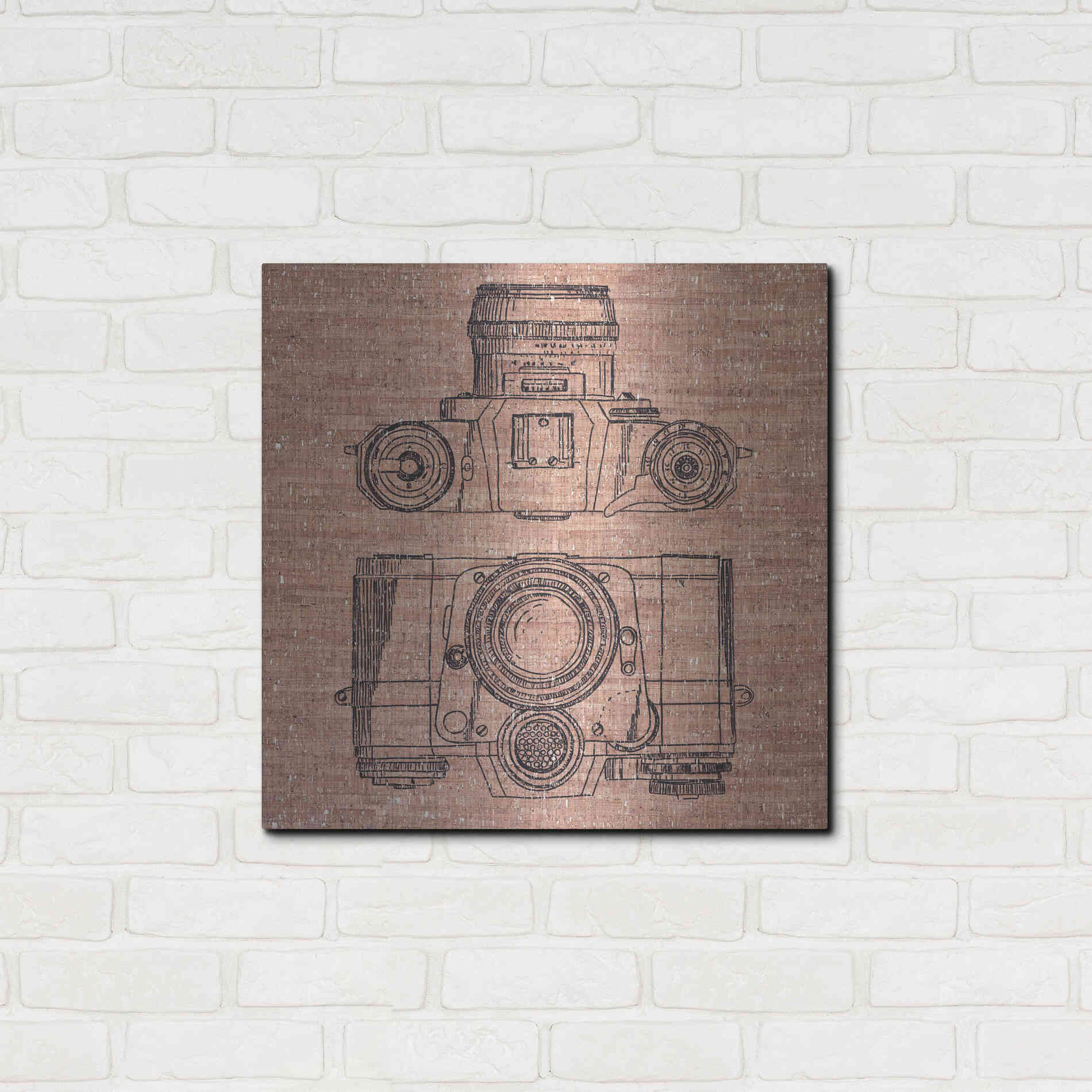 Luxe Metal Art 'Cork Camera' by Kamdon Kreations, Metal Wall Art,24x24