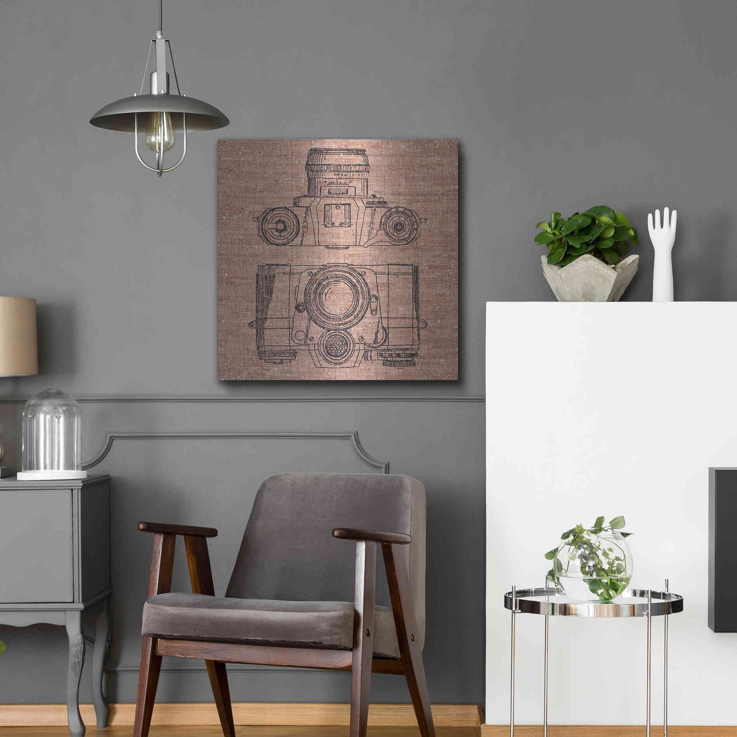 Luxe Metal Art 'Cork Camera' by Kamdon Kreations, Metal Wall Art,24x24