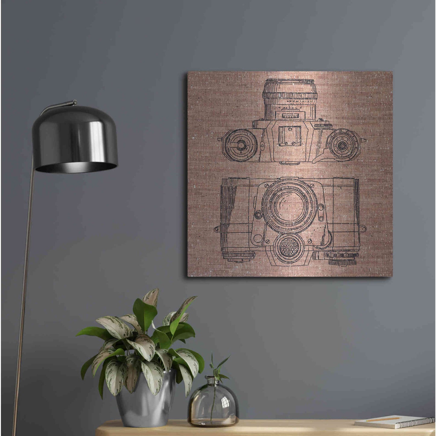 Luxe Metal Art 'Cork Camera' by Kamdon Kreations, Metal Wall Art,24x24