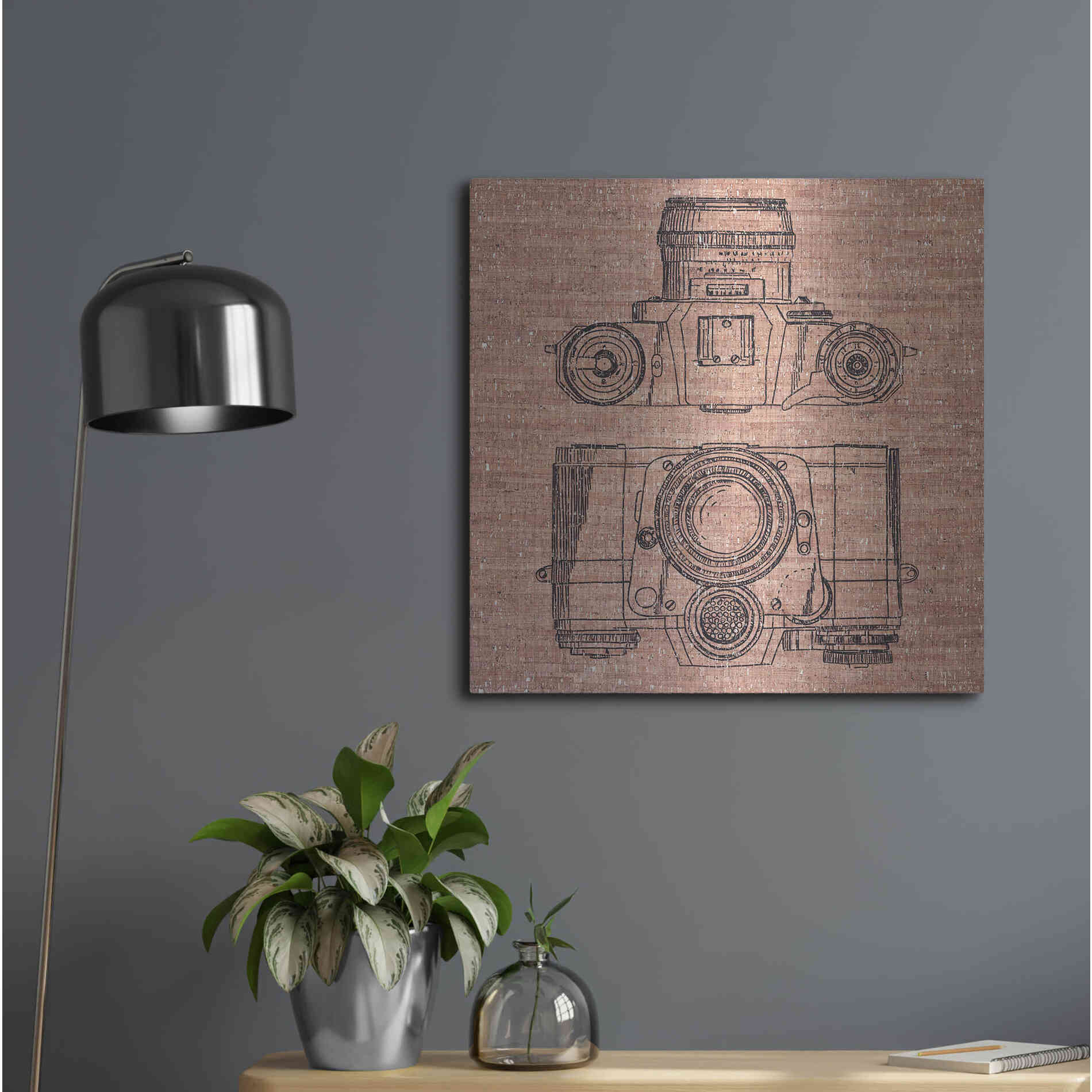 Luxe Metal Art 'Cork Camera' by Kamdon Kreations, Metal Wall Art,24x24